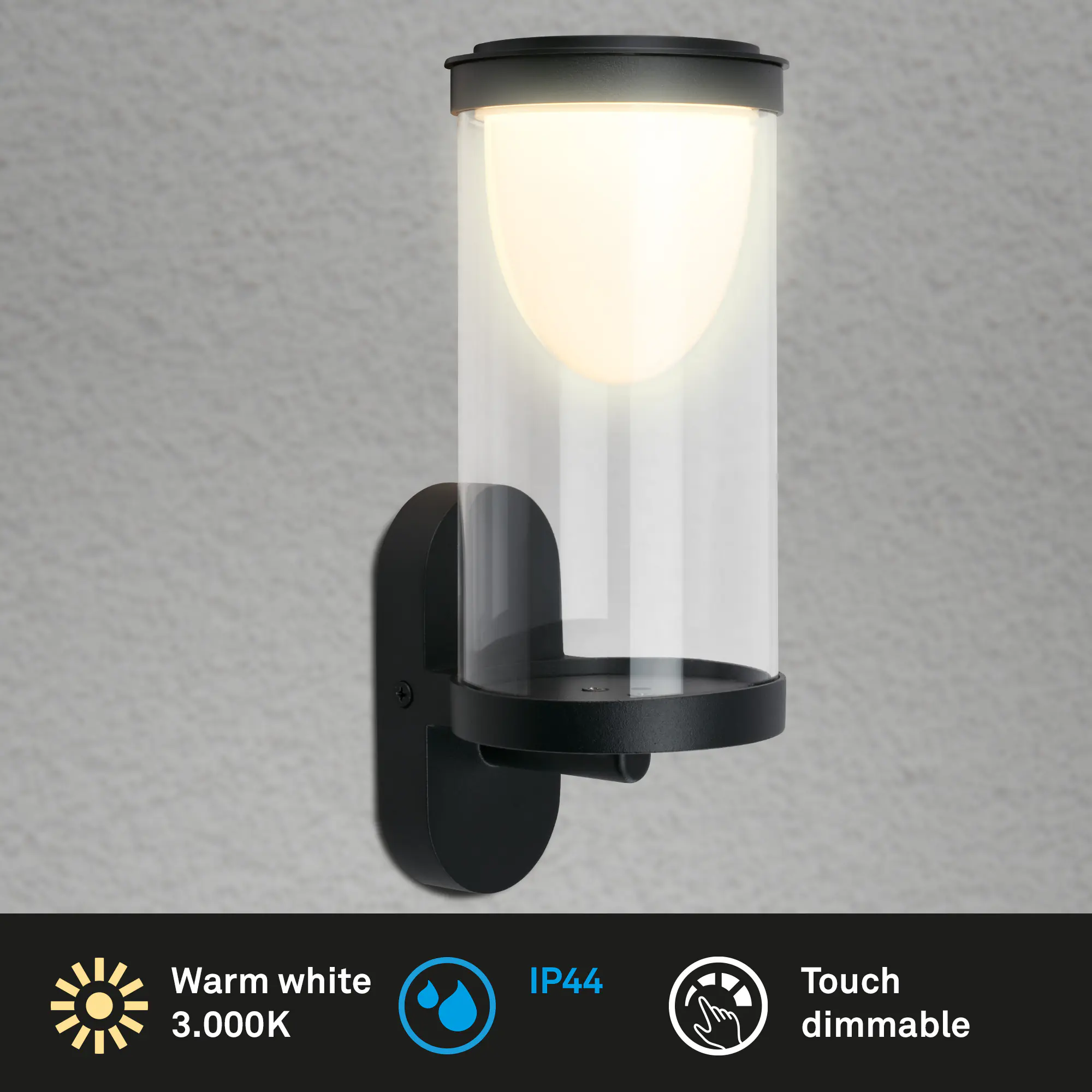 Briloner LED Außenwandleuchte Touch Akku 4W schwarz dimmbar warmweiß Briloner LED Außenwandleuchte Touch Akku 4W schwarz dimmbar warmweiß