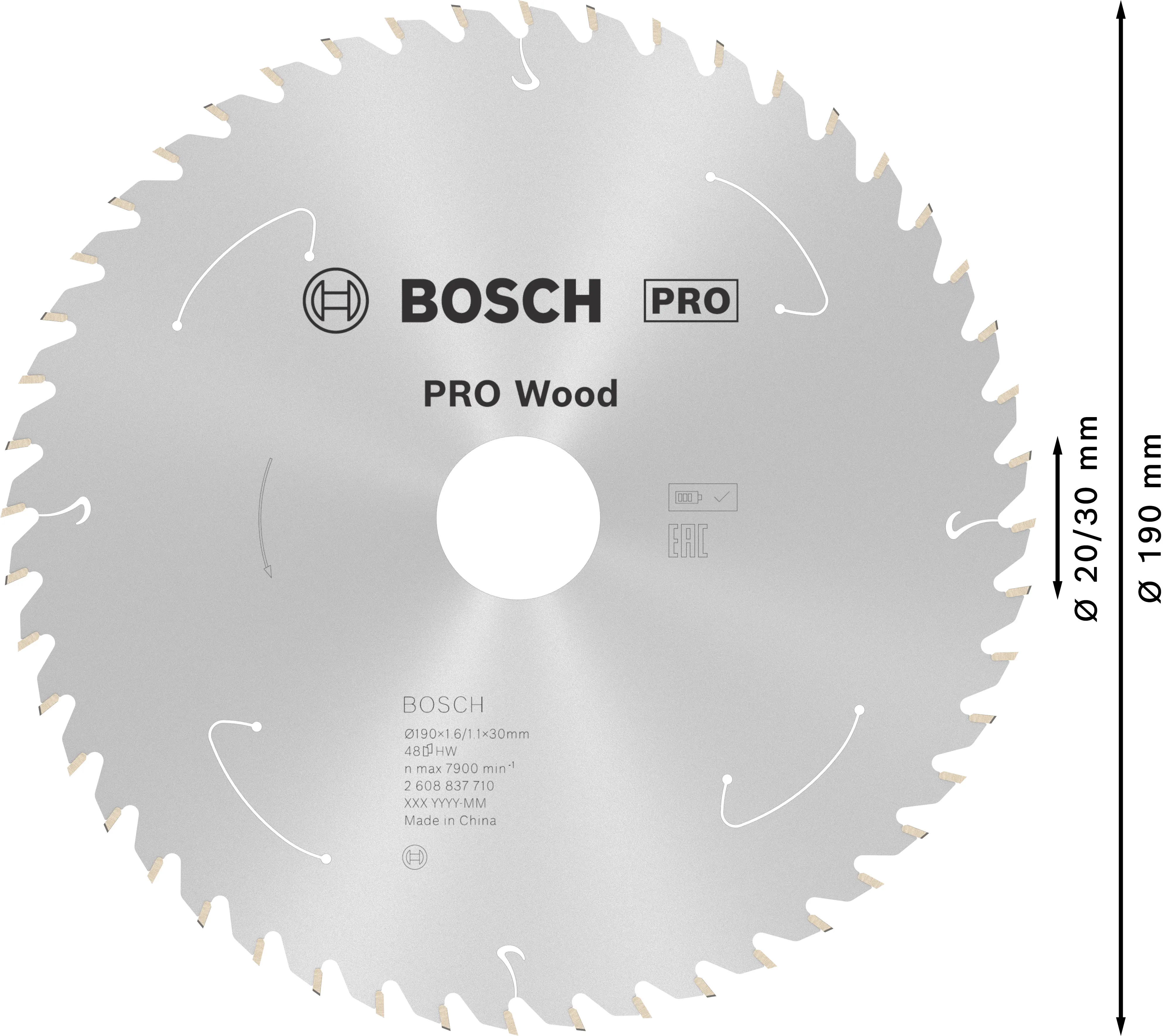 Bosch PRO Wood cordless Kreissägeblatt 190 x 1,6 x 30 mm T48 Bosch PRO Wood cordless Kreissägeblatt 190 x 1,6 x 30 mm T48