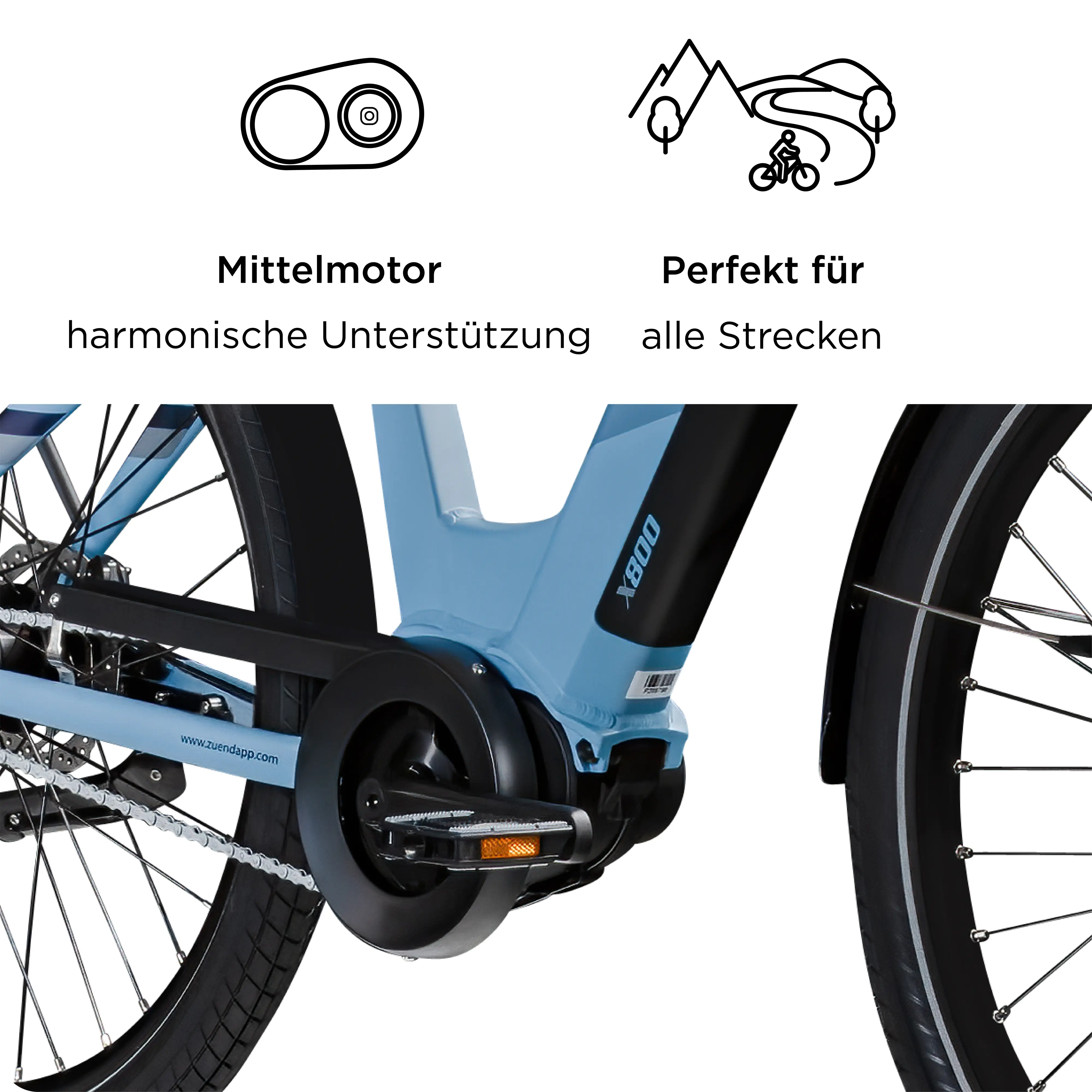 Zündapp E-Bike City X800 27,5 Zoll 7-Gang 550 Wh pastellblau 