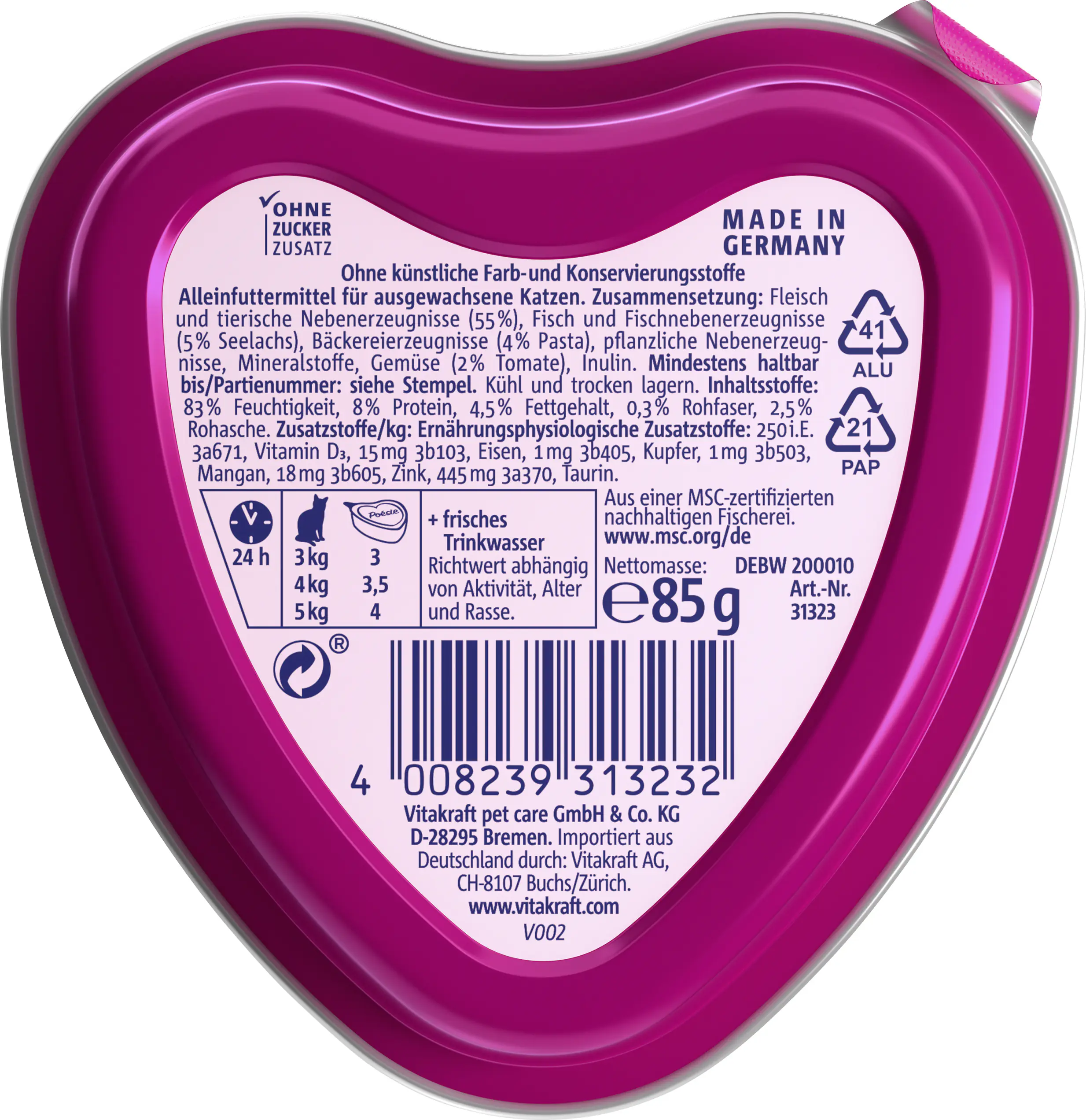 Vitakraft Poésie Katzenfutter Création Seelachs mit Pasta in Sauce 85 g