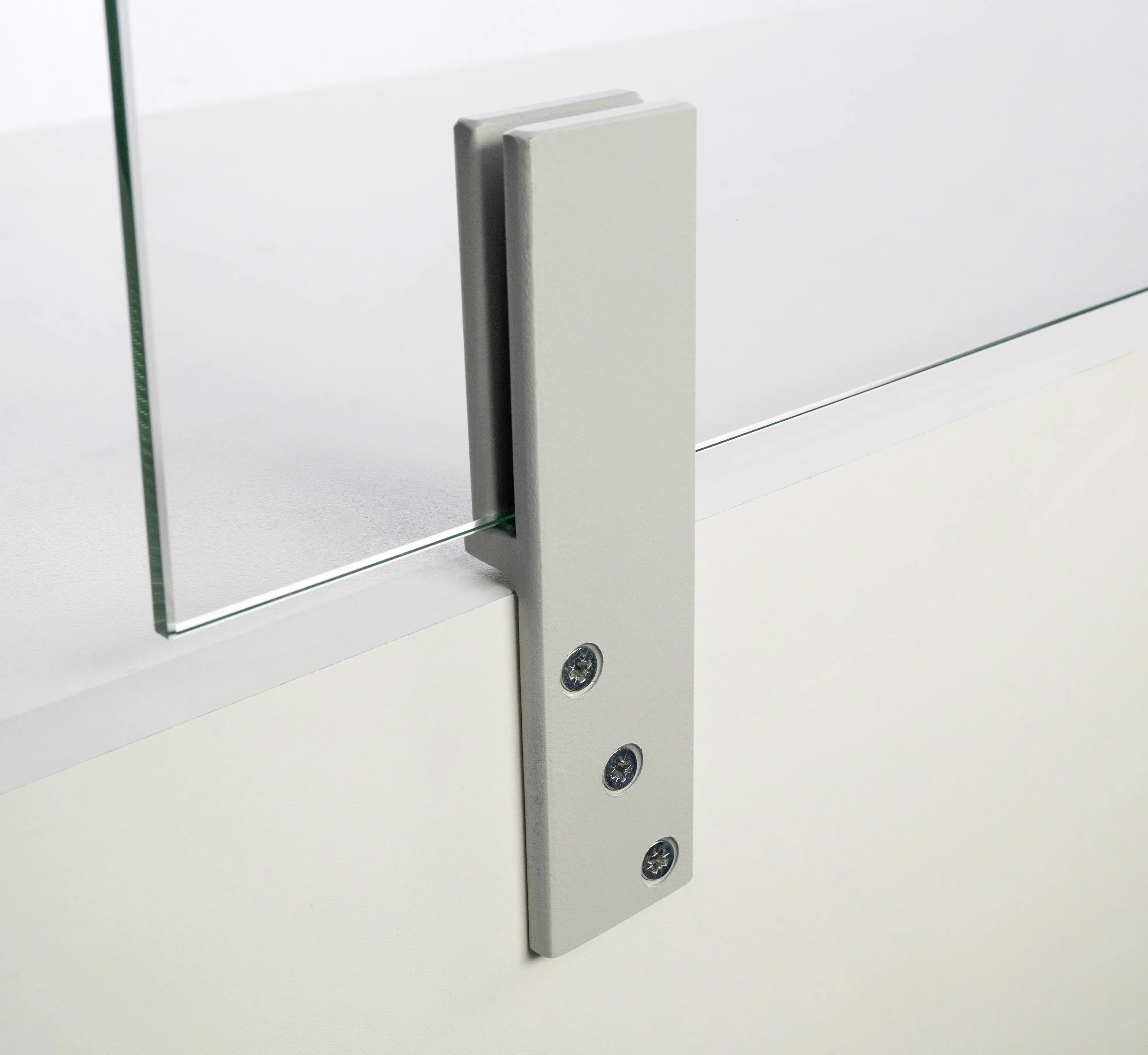 Thekenhalter für 6 mm ESG-Glas lichtgrau lackiert