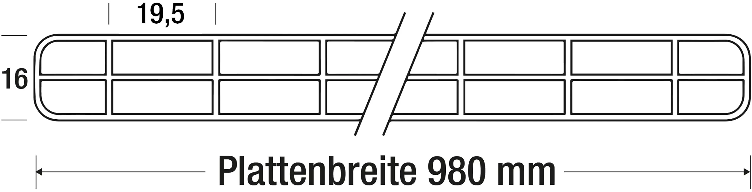 Salux Polycarbonat-Hohlkammerplatte 2nd Life Line 250 x 98 cm 16 mm klar