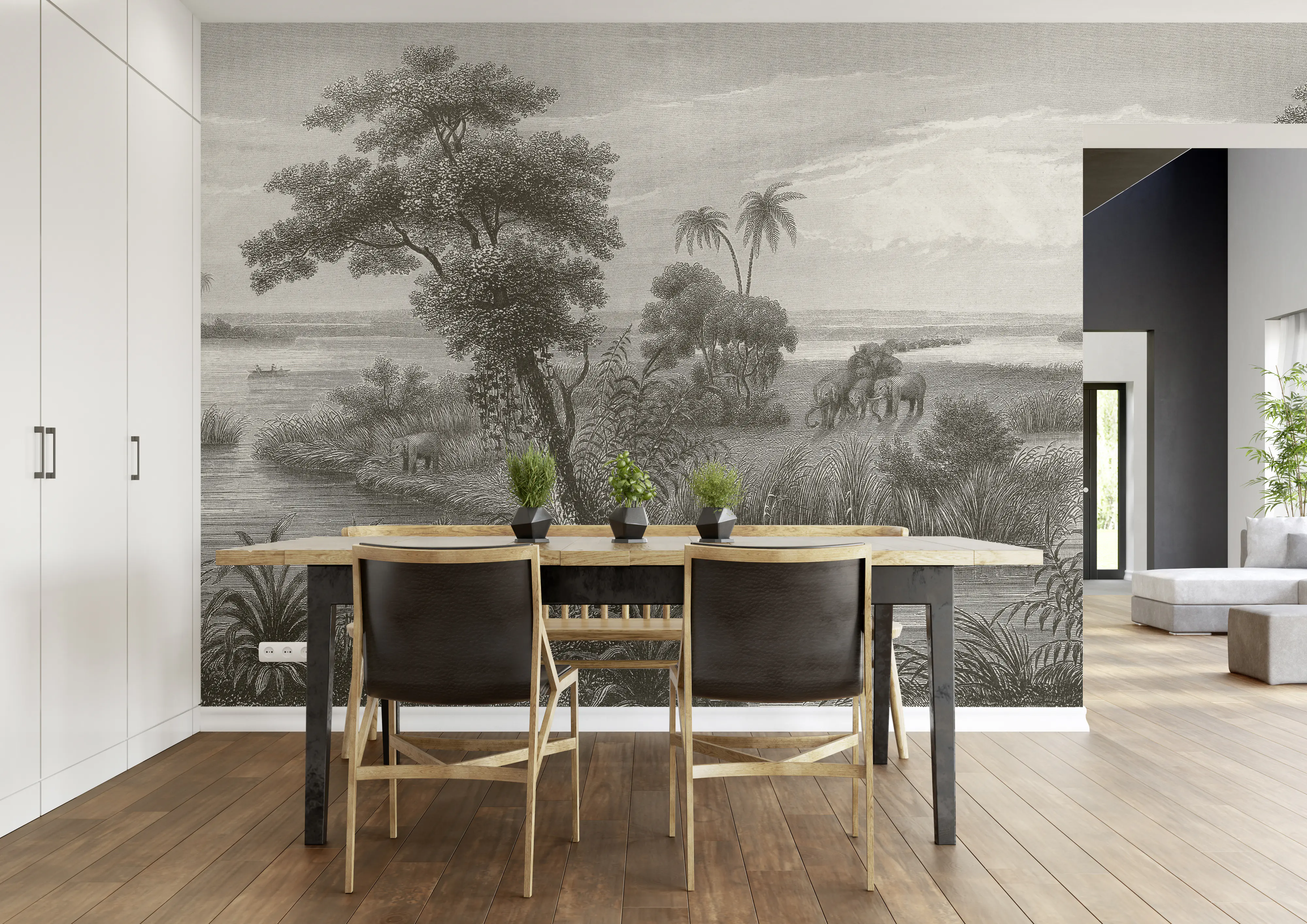 Rasch Vlies Fototapete 556131 Schwarz-Anthrazit Muster & Motive 3 m x 4,24 m