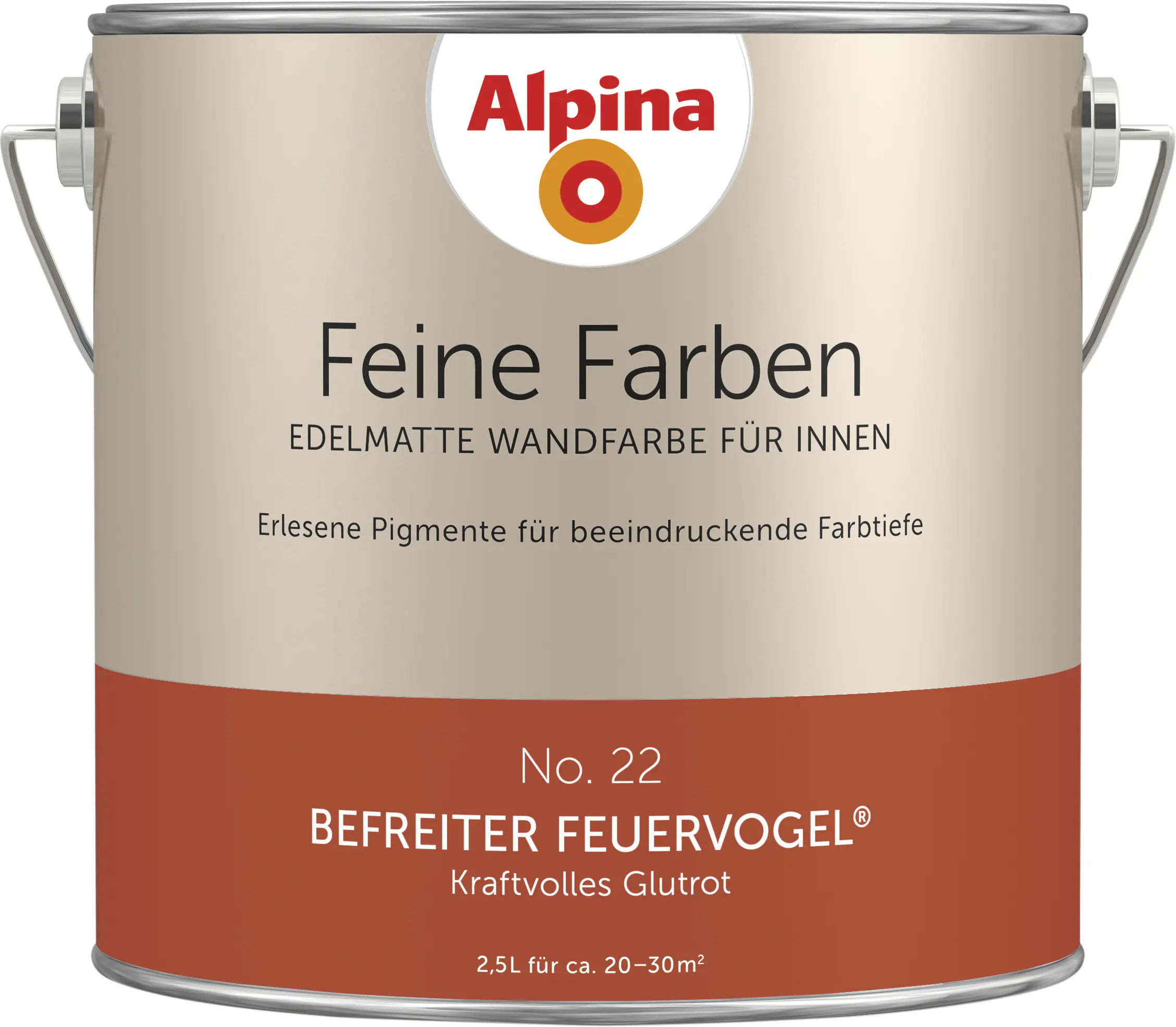 Alpina Feine Farben Wandfarbe No. 22 Befreiter Feuervogel - kraftvolles glutrot 2,5 L