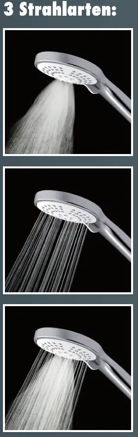 Primaster Handbrause 3 Strahlarten Water Move chrom-weiß wassersparend Primaster Handbrause 3 Strahlarten Water Move chrom-weiß wassersparend