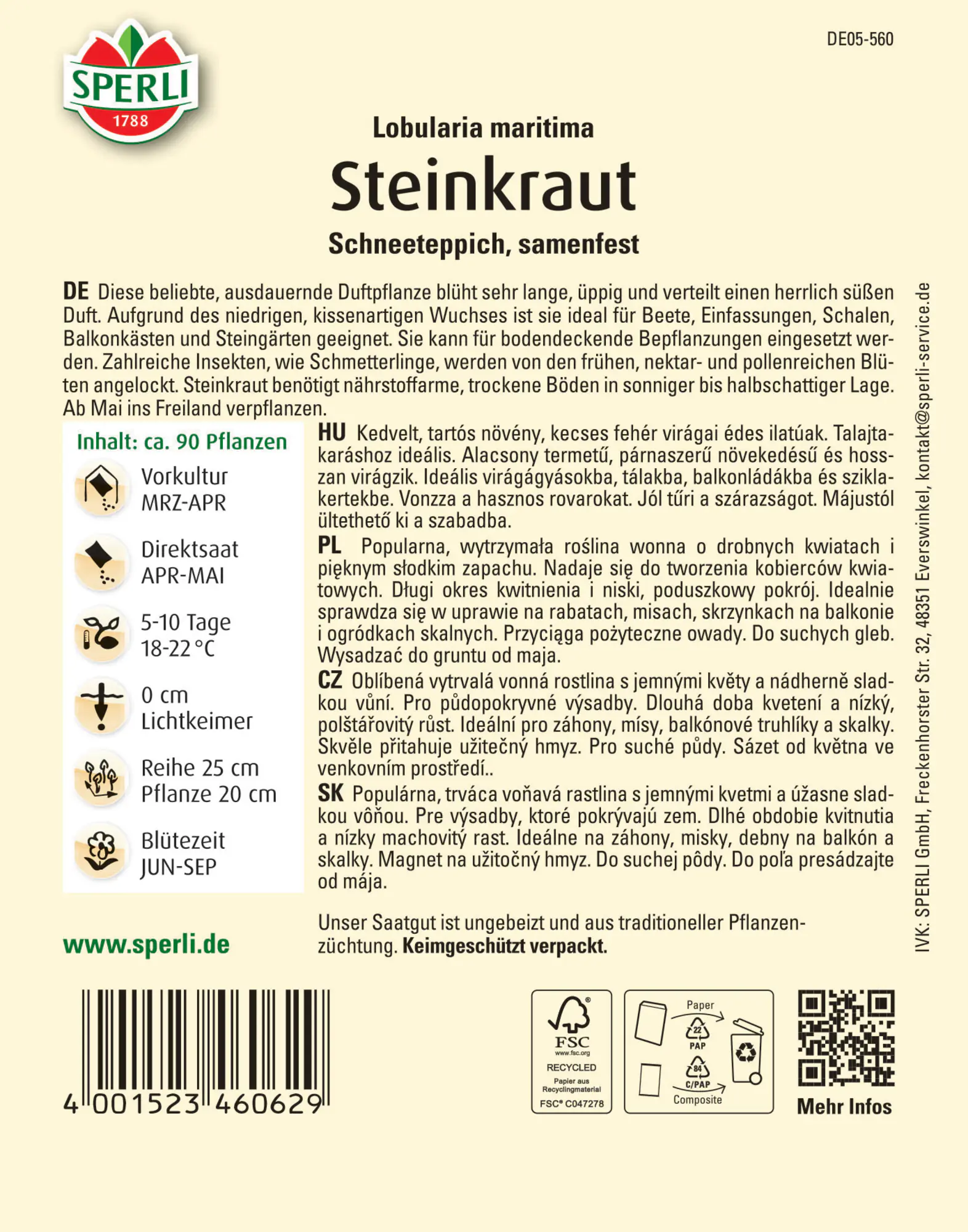 Sperli Steinkraut Schneeteppich
