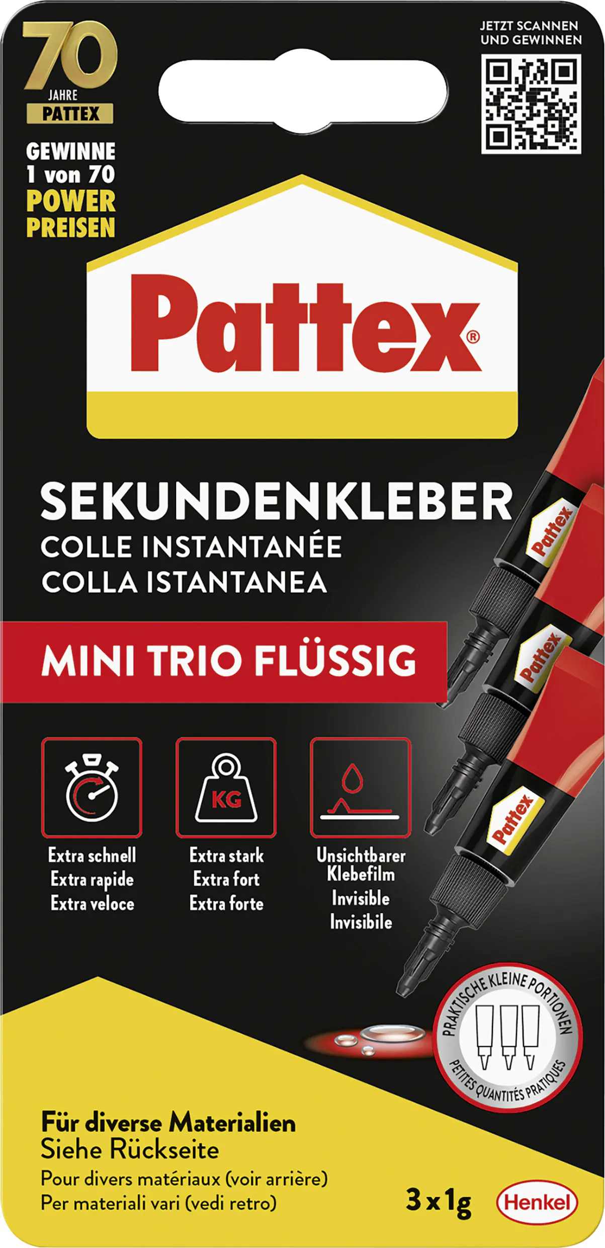 Pattex Sekundenkleber Mini Trio 3x 1 g