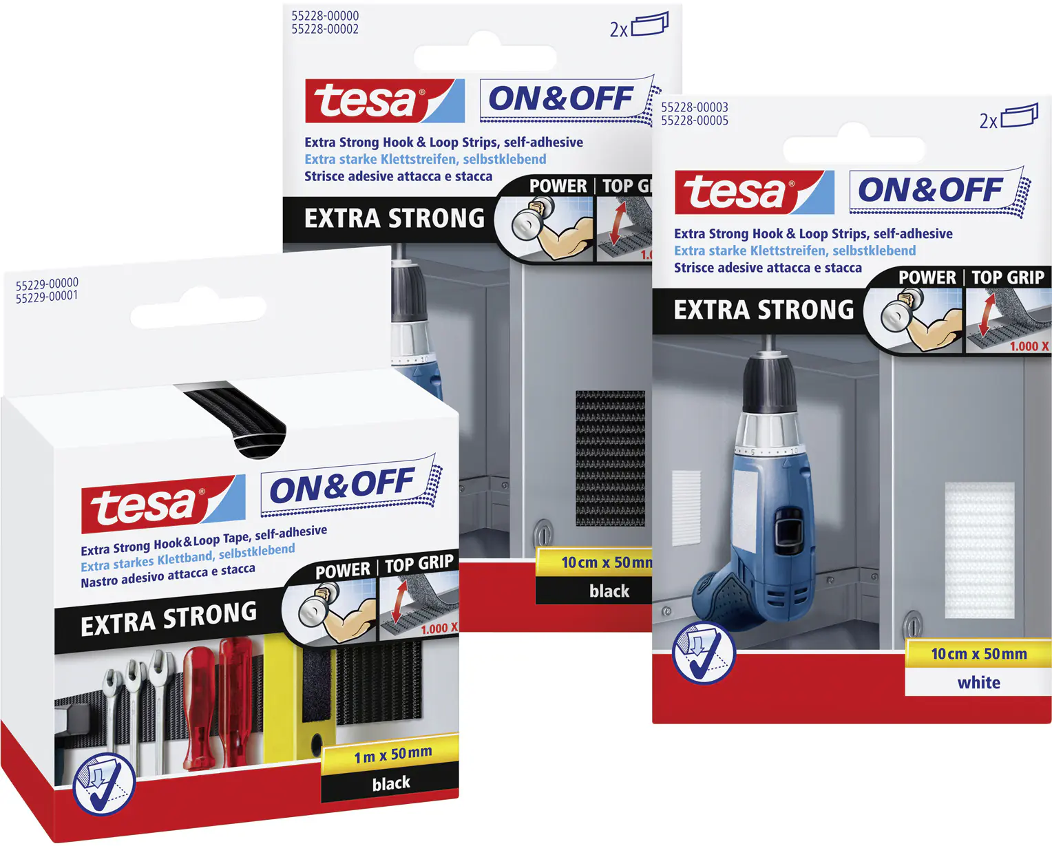 tesa Klettband On & Off 1 m x 50 mm, schwarz tesa Klettband On & Off 1 m x 50 mm, schwarz