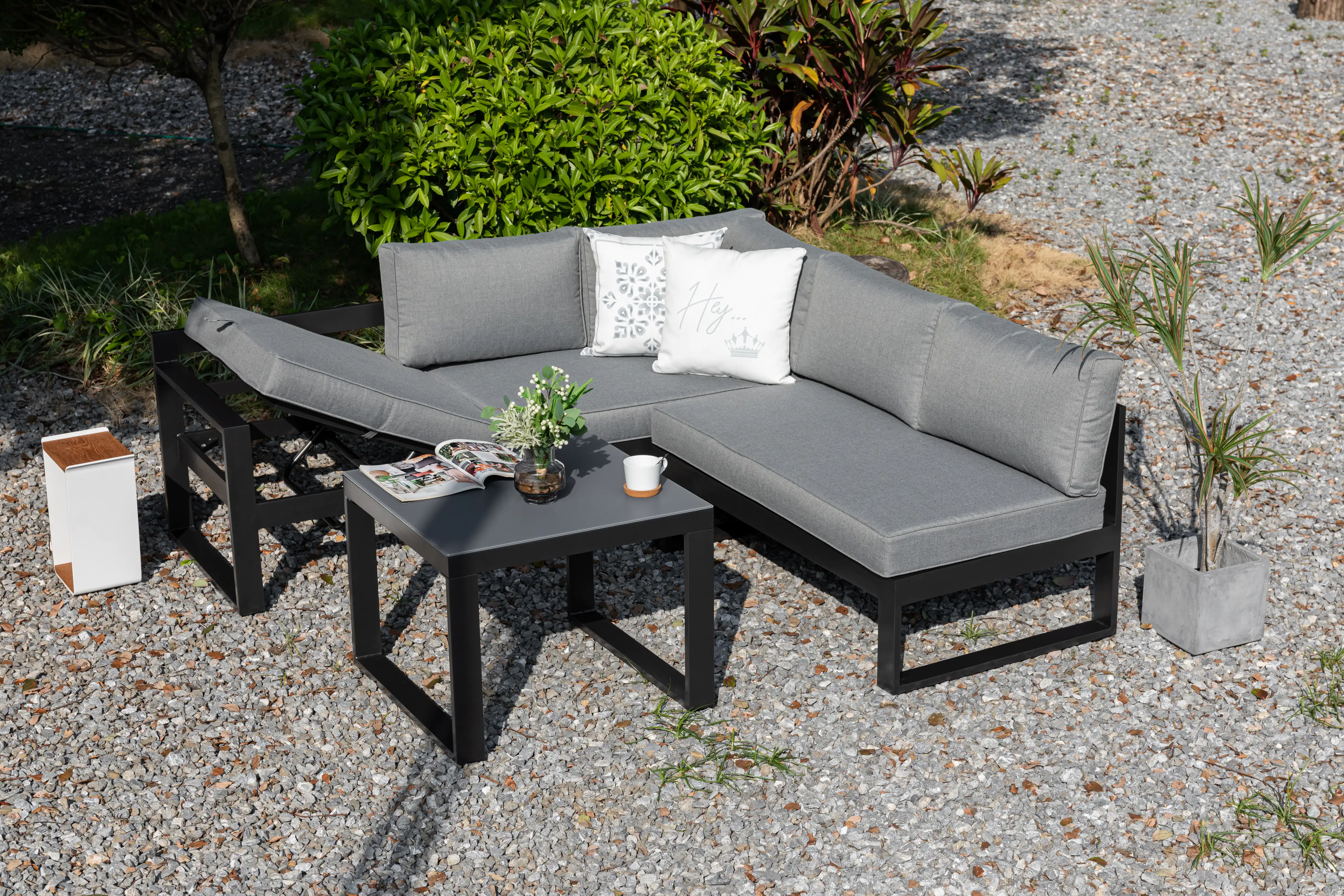 Primaster Gartenmöbel-Set Limoncello Aluminium mit verstellbarem Kopfteil