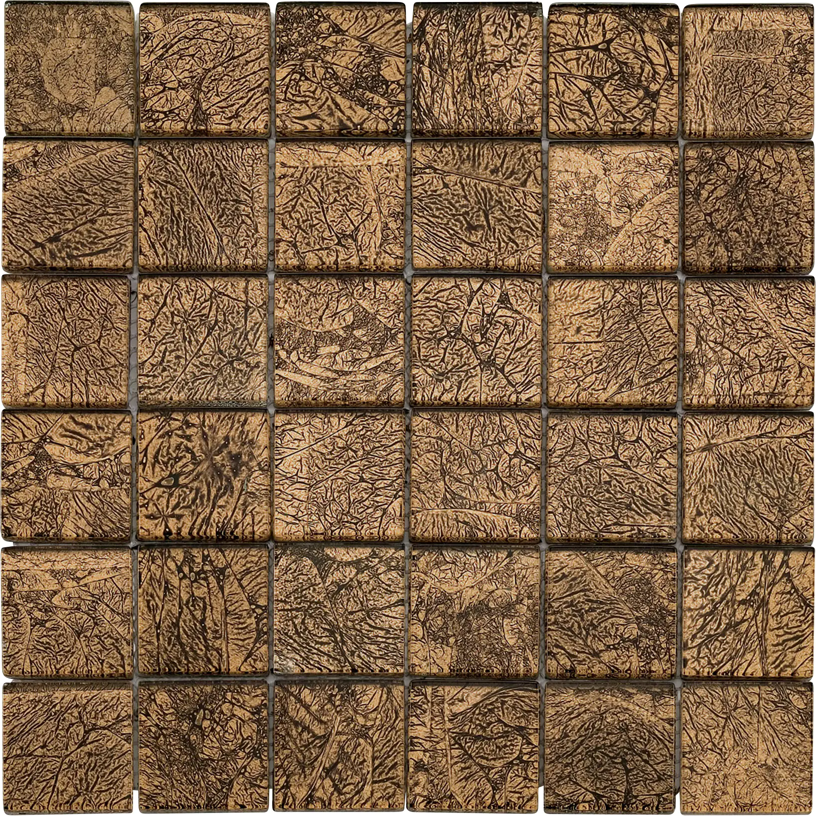 Mosaikfliese Glas Maxi 30 x 30 cm amber Steinmaß: ca. 4,8 x 4,8 cm