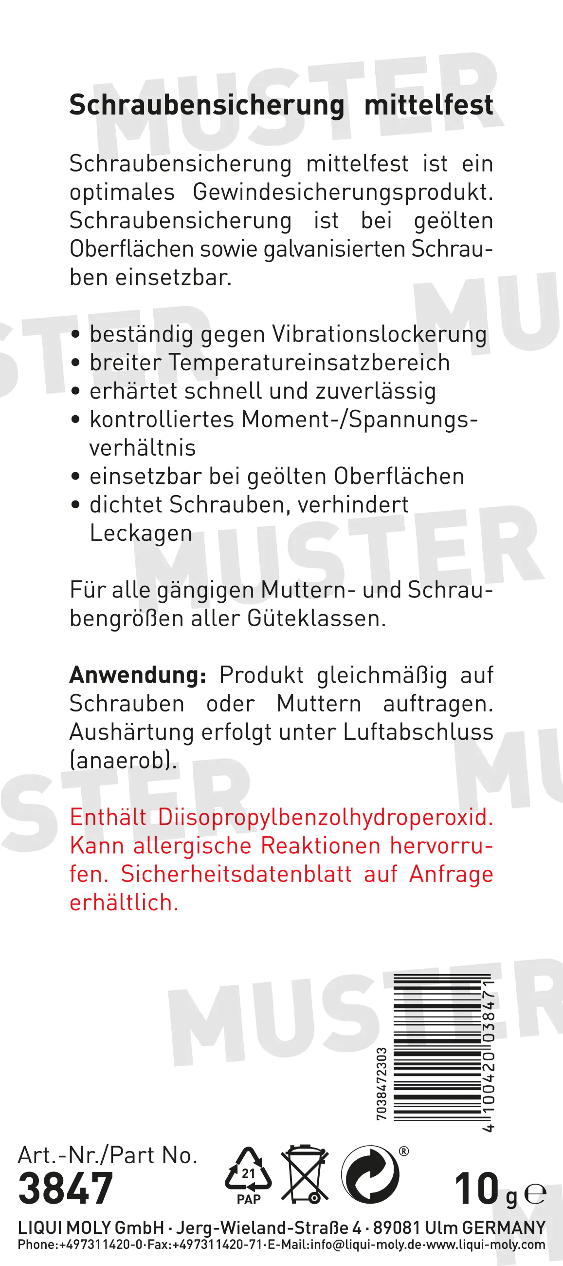 Liqui Moly Schrauben-Sicherung mittelfest 10 g Liqui Moly Schrauben-Sicherung mittelfest 10 g