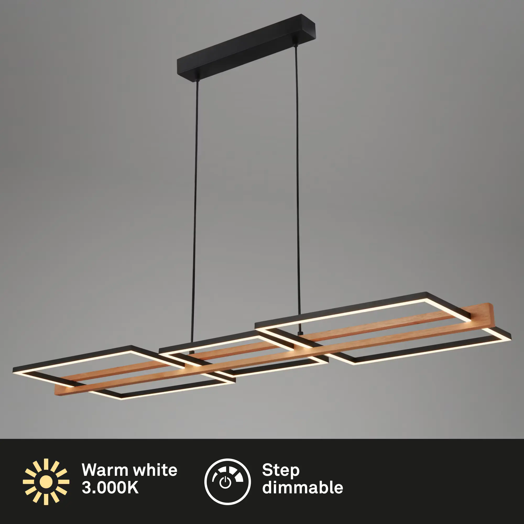 Briloner LED-Pendelleuchte MOLDURA  schwarz Holz 36W Briloner LED-Pendelleuchte MOLDURA  schwarz Holz 36W