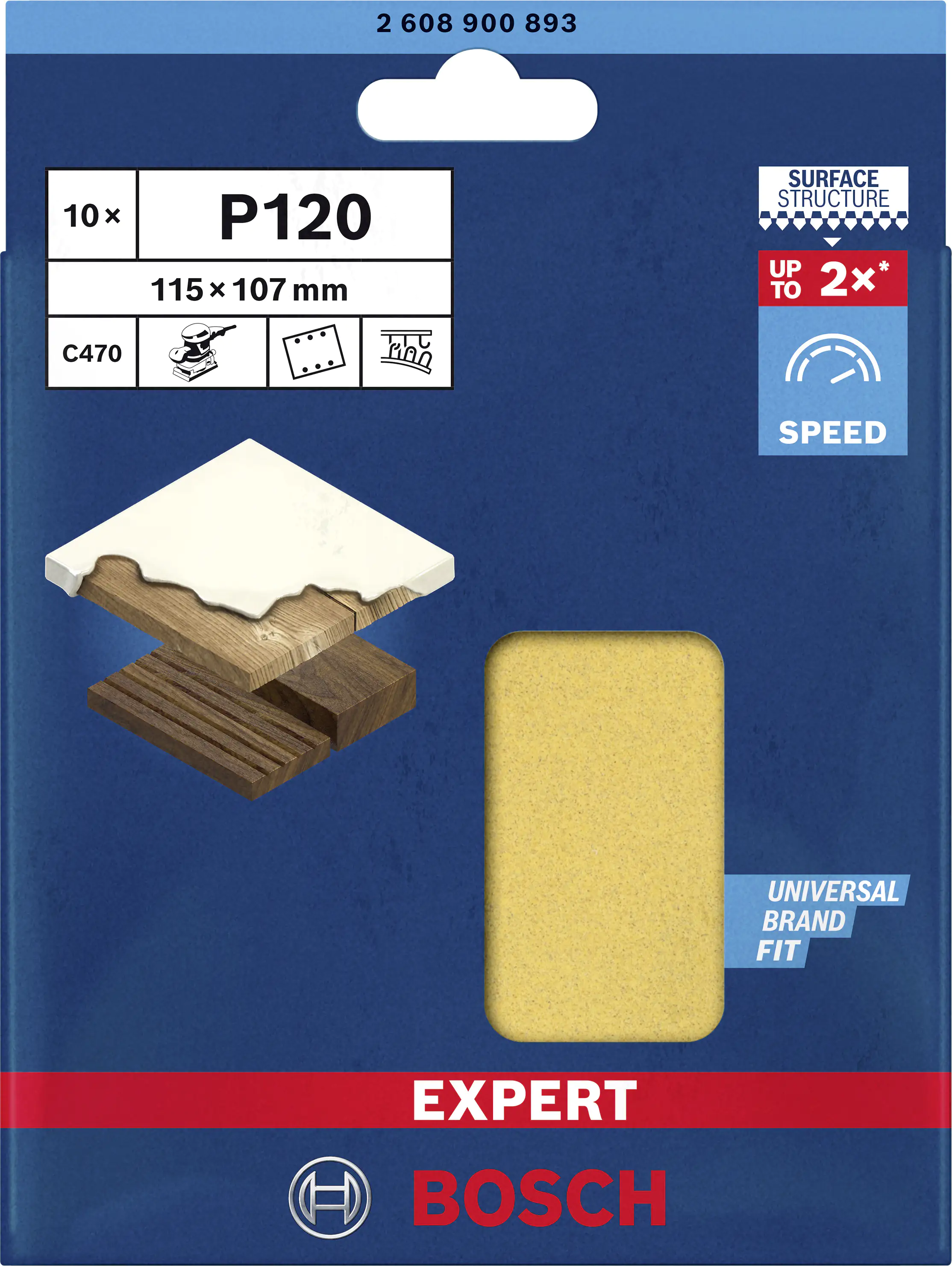 Bosch Expert Schleifpapier C470 115 x 107 mm G 120 10 Stück