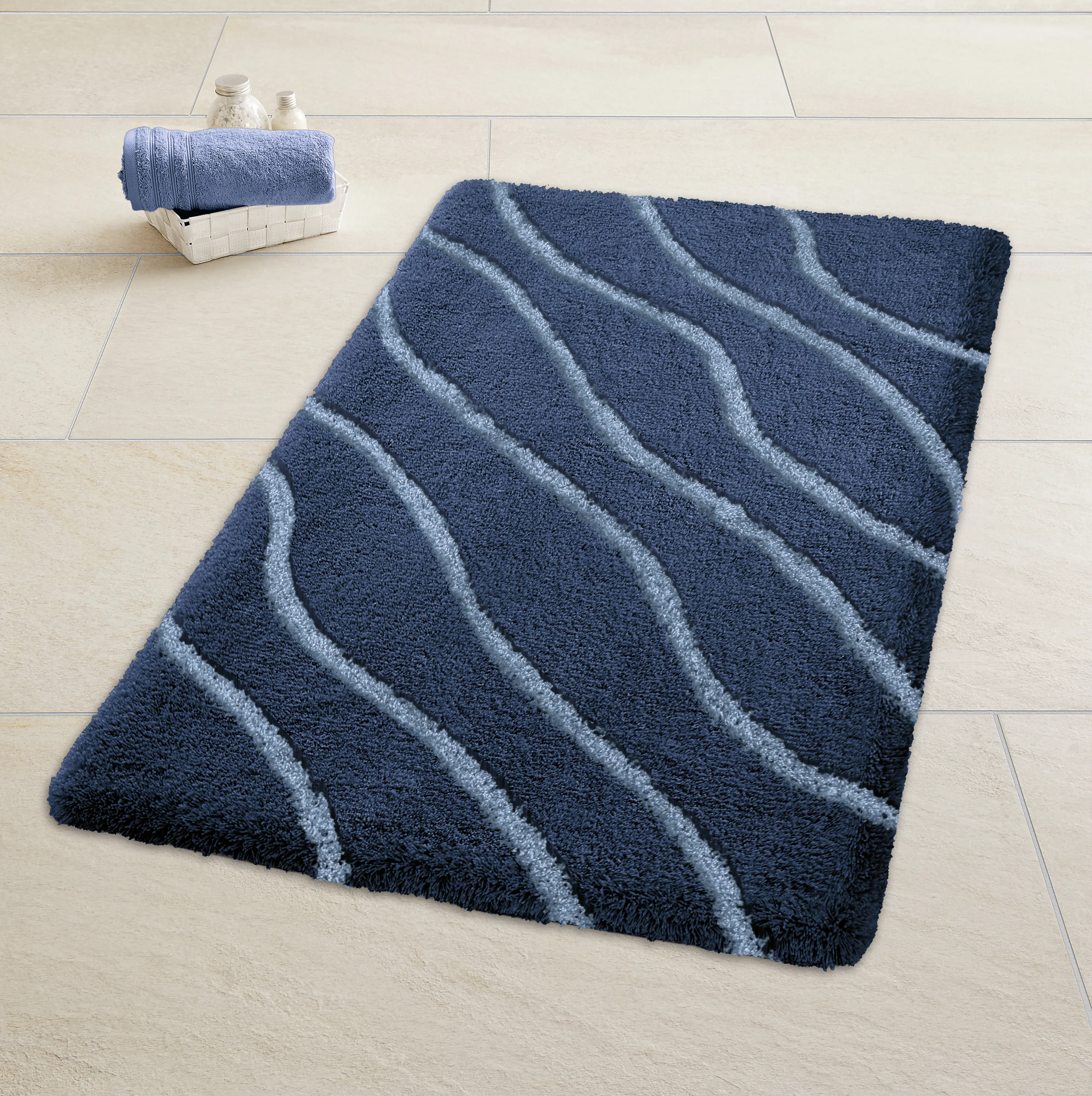 Kleine Wolke Badteppich Tram Mare blau Polyacryl 55 x 65 cm