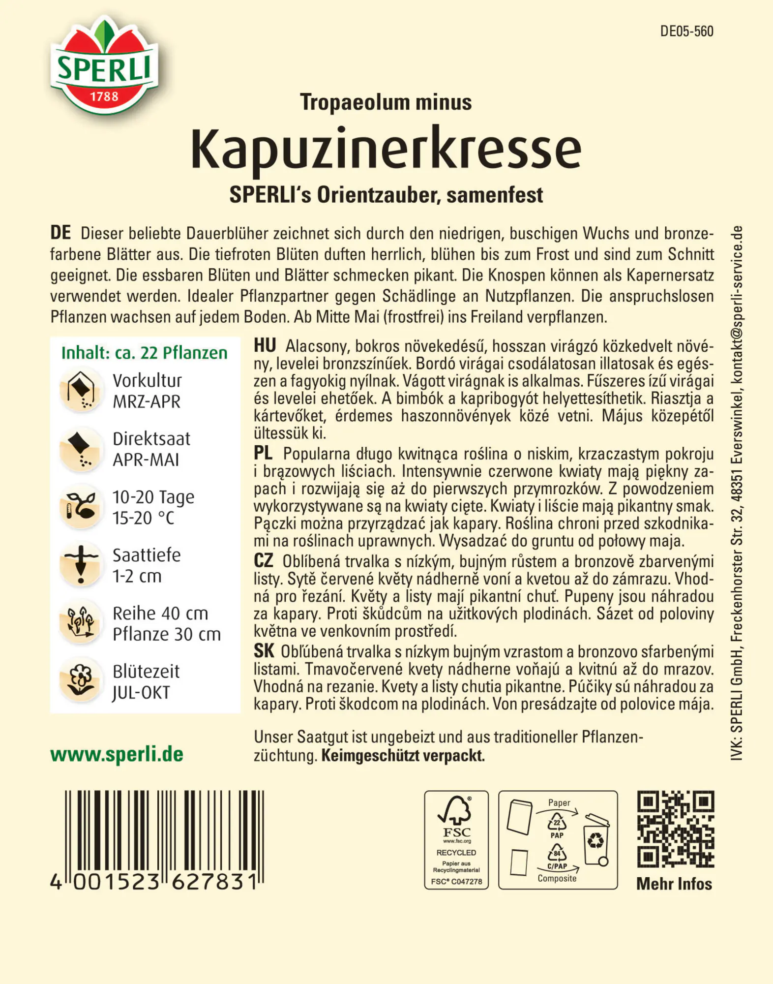 Sperli Kapuzinerkresse SPERLI's Orientzauber