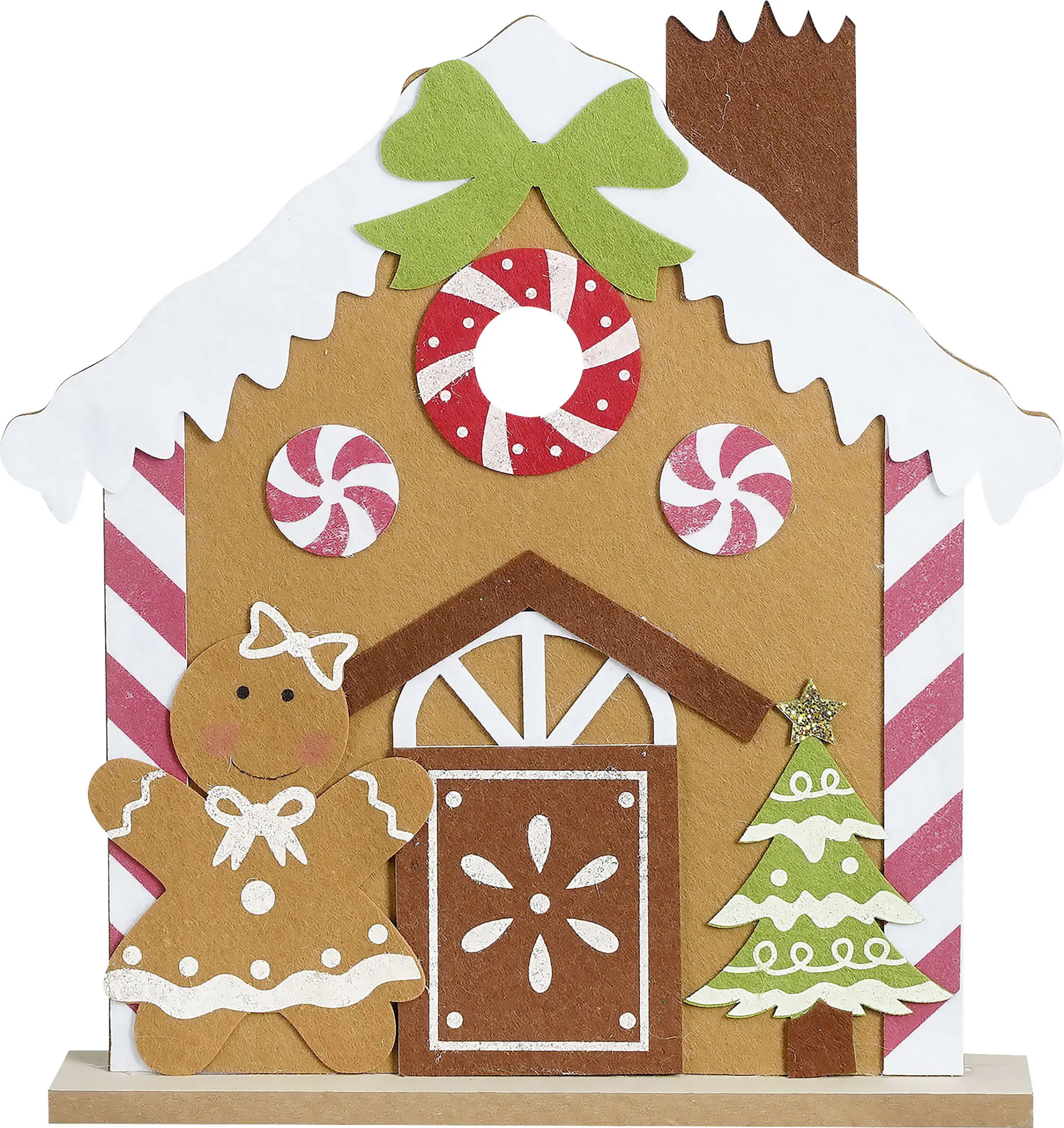 House of Seasons Pfefferkuchenhaus Polyester 41 x 37 x 6 cm braun-rot