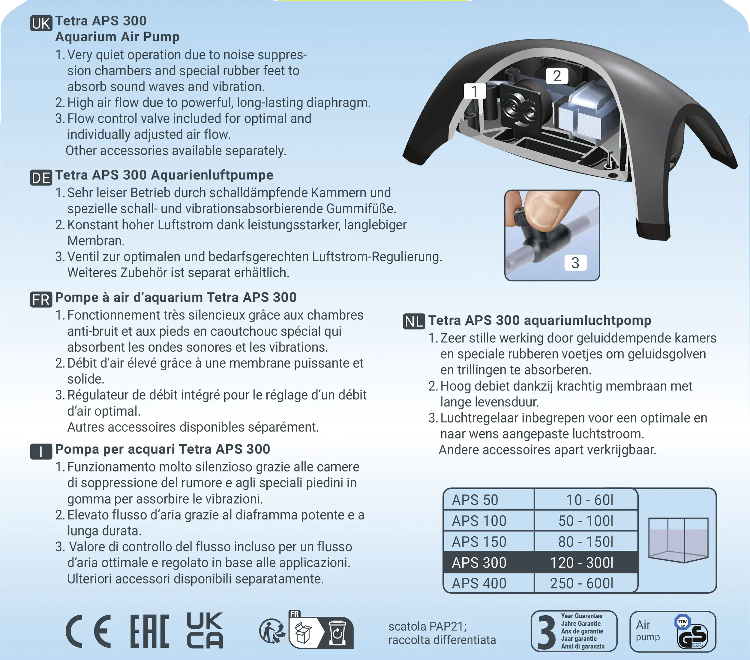 Tetra Aquarienluftpumpe APS 300 Edition Black Tetra Aquarienluftpumpe APS 300 Edition Black