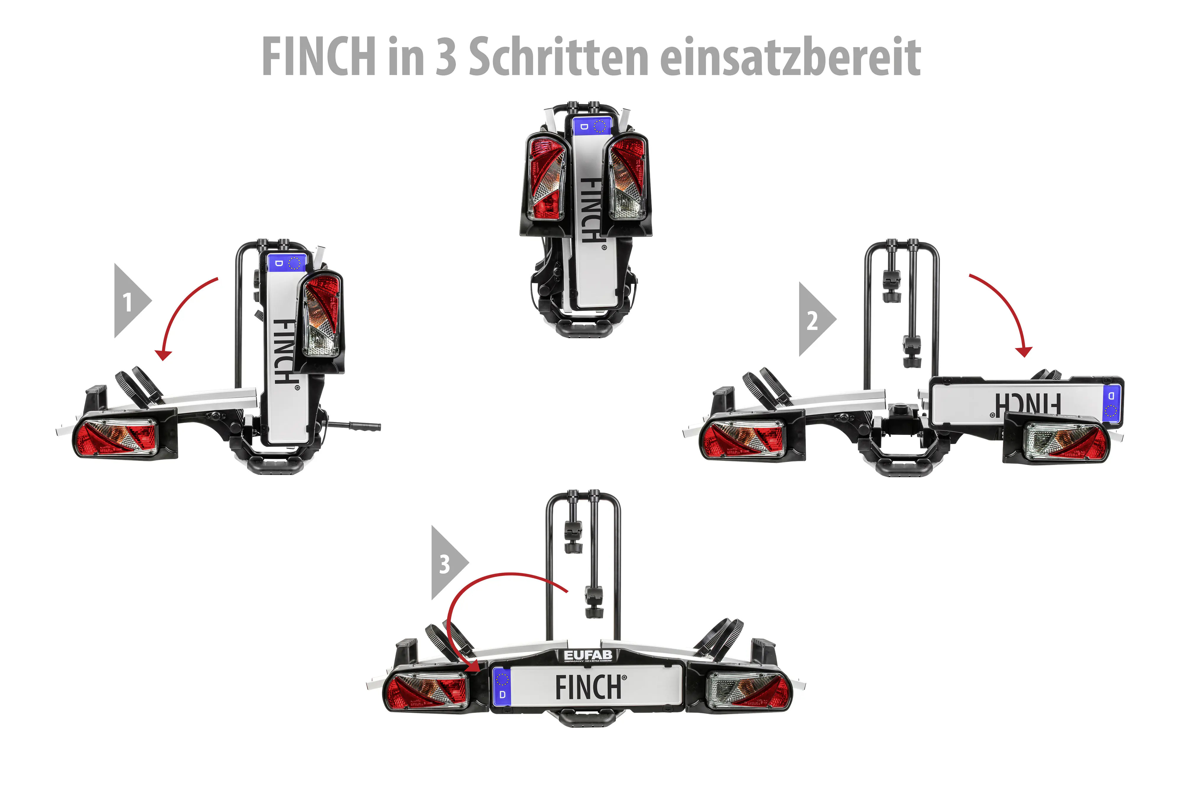 EUFAB Fahrradheckträger Finch für 2 Fahrräder teilweise vormontiert