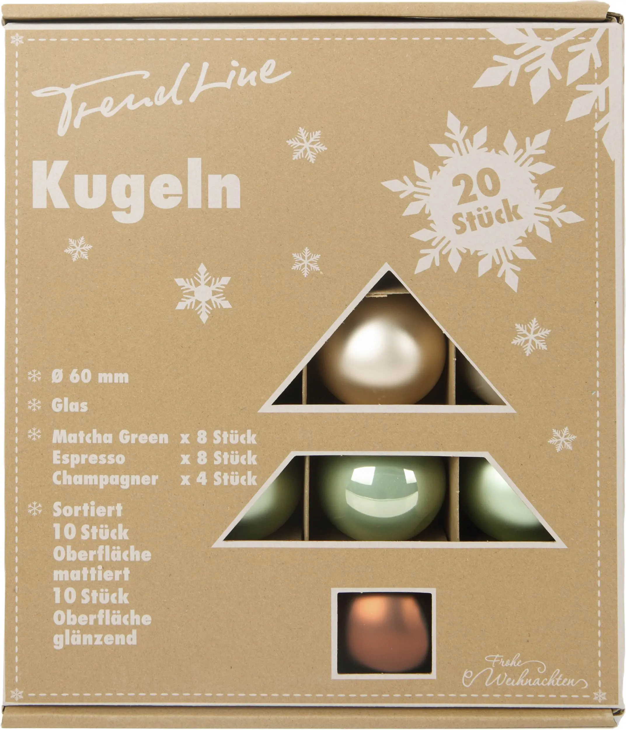 TrendLine Weihnachtskugeln aus Glas Ø 6 cm grün espresso 20 Stück