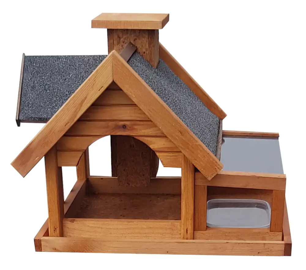 Vogelhaus American Style mit Tränke und Ständer Vogelhaus American Style mit Tränke und Ständer