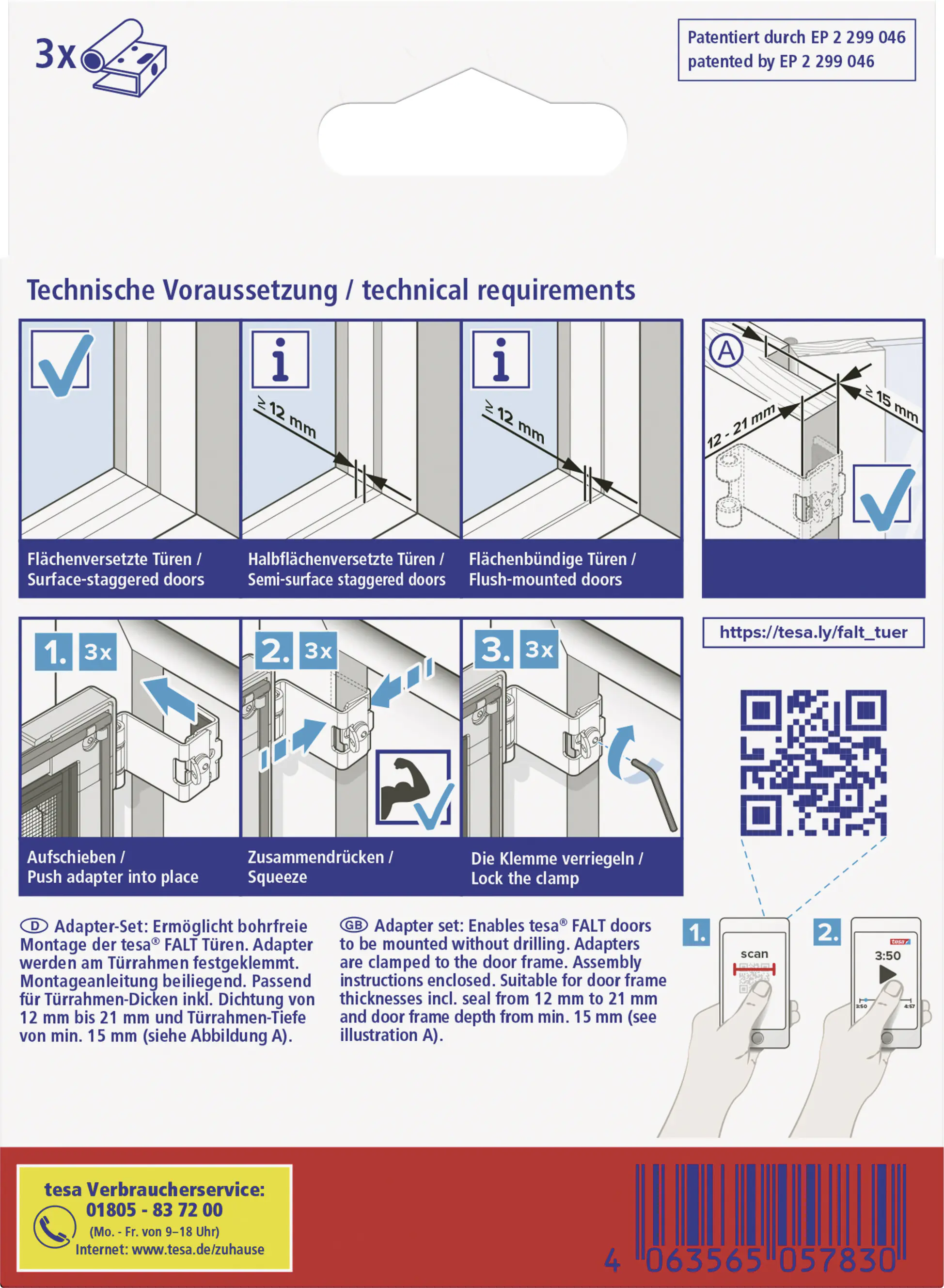 tesa Adapter FALT 35 x 43 x 48 mm weiß