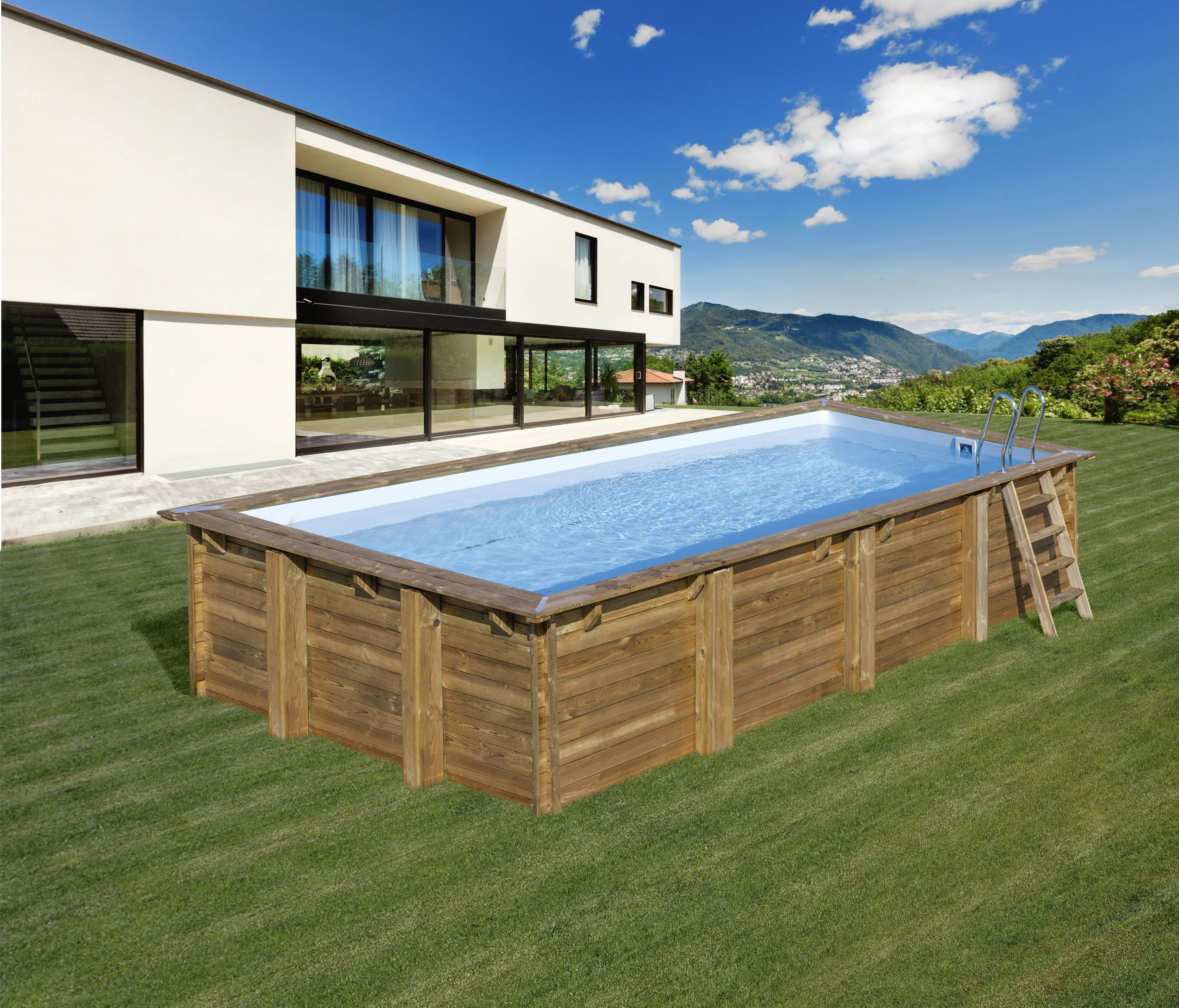 Gre Holzpool Evora Komplettset rechteckig 620 x 420 x 133 cm natur