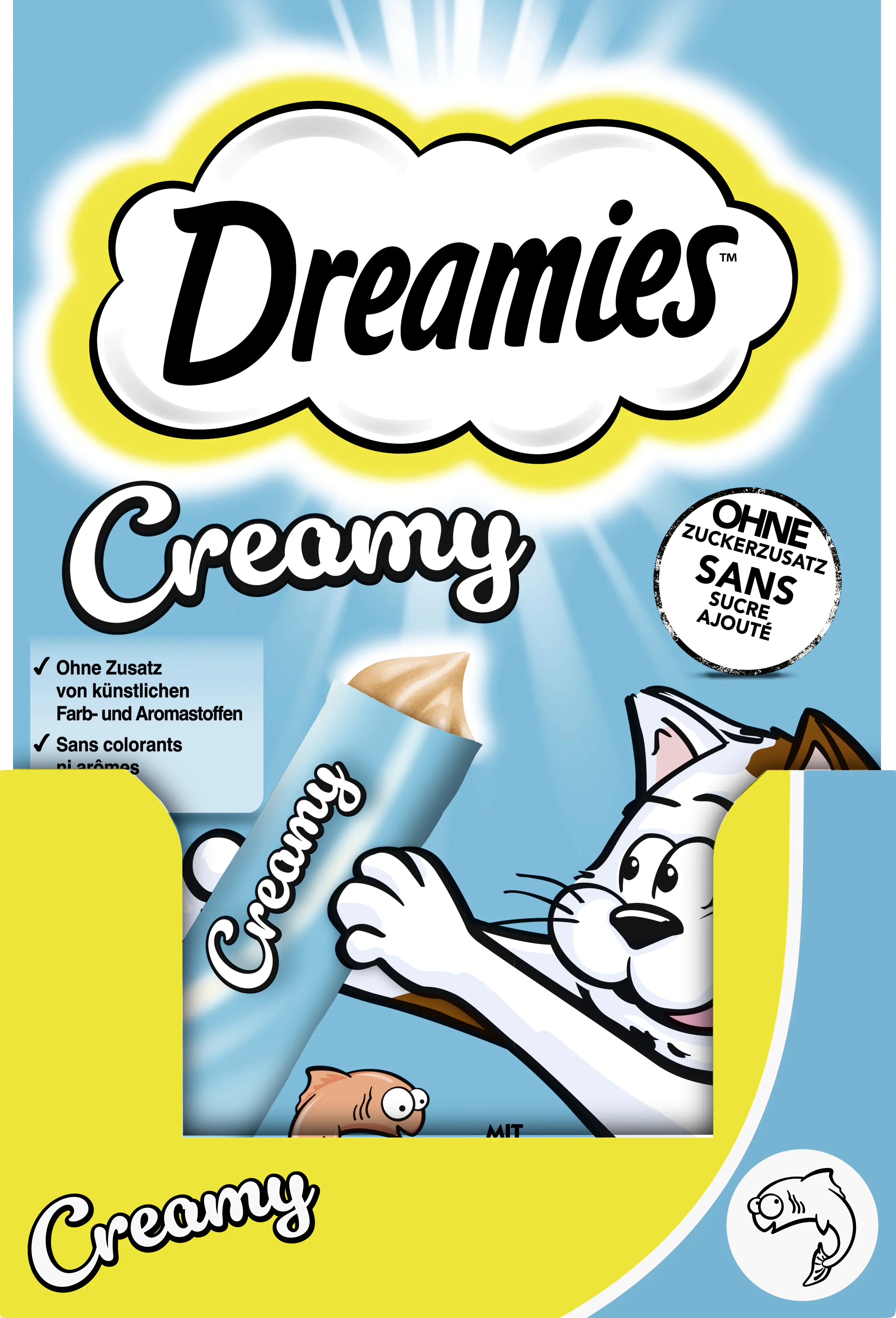 Dreamies Creamy Snacks mit Lachs Katzensnack 4 x 10 g Multipack