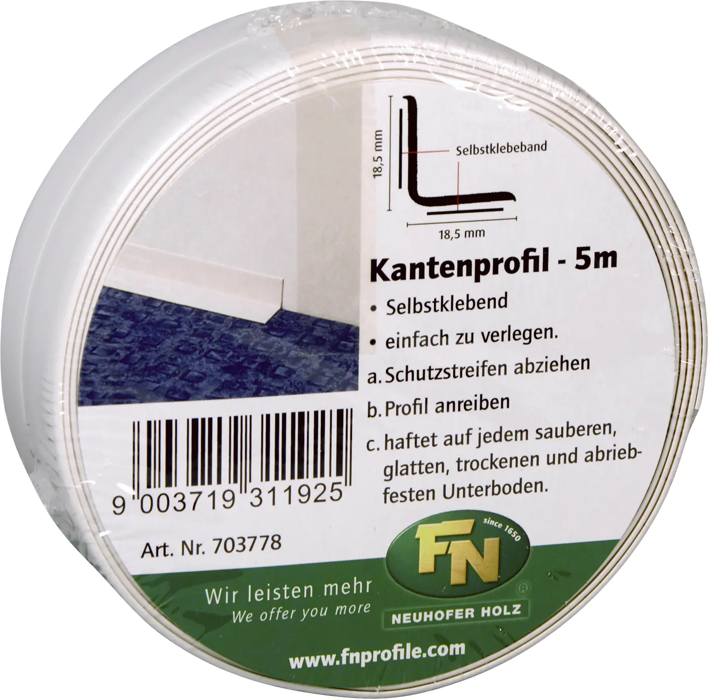 FN Neuhofer Knickwinkelleiste 500 cm 18,5 x 18,5 mm weiß