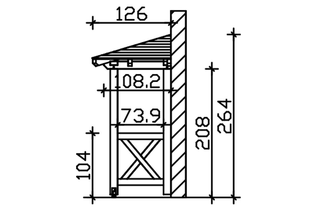 SKAN HOLZ Vordach Wismar Typ 4 258 x 126 cm, lasiert in Nussbaum