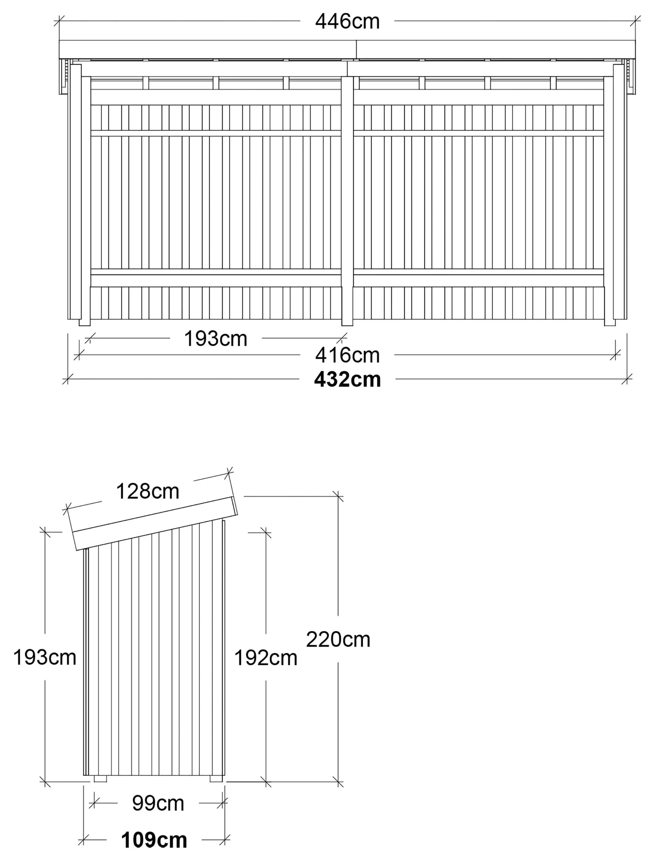 Plus Gartenhaus Nordic Multi 416 x 99 cm natur offen