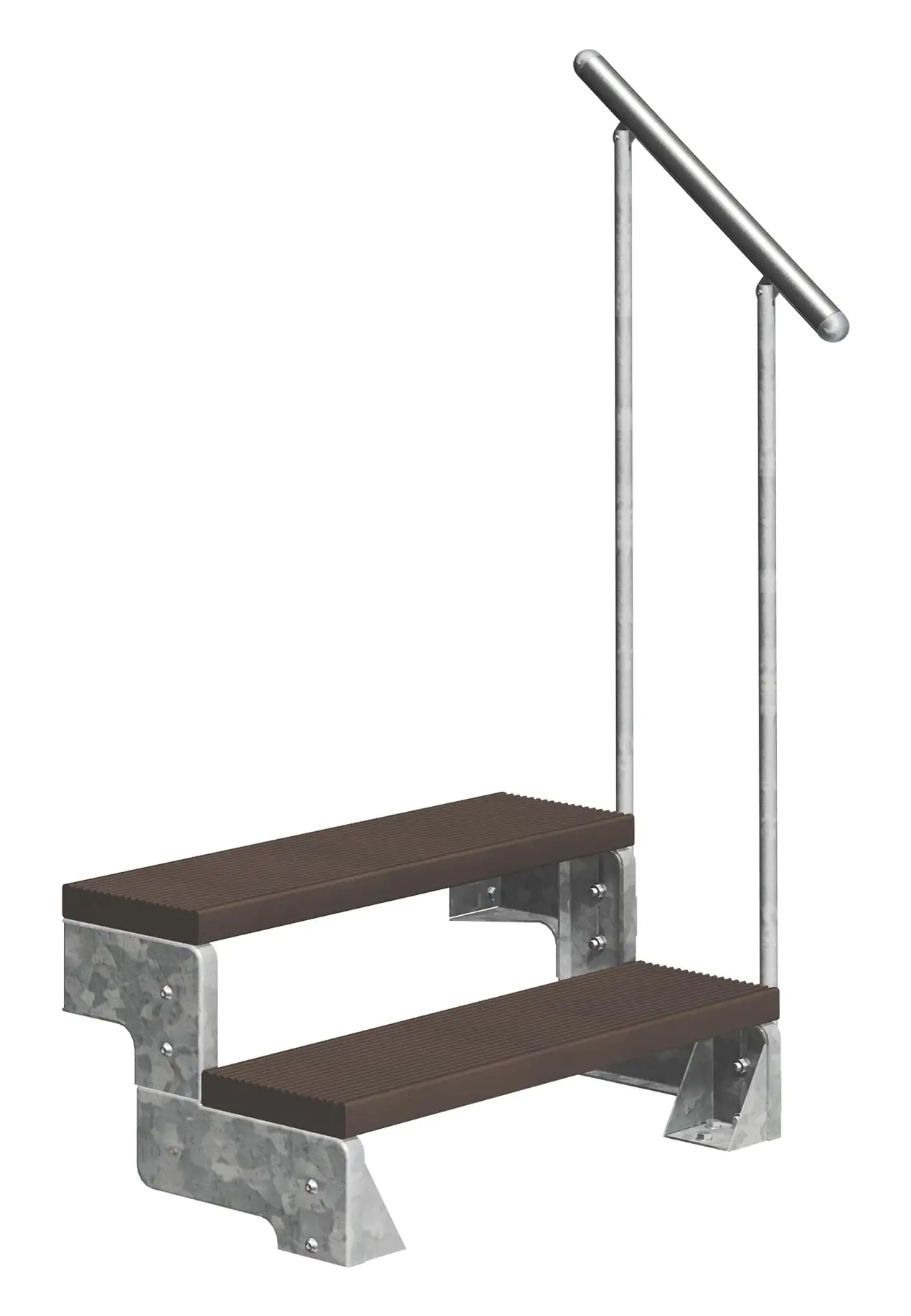 Dolle Außentreppe Gardentop mit Geländer verzinkt Breite 80 cm Trimax braun