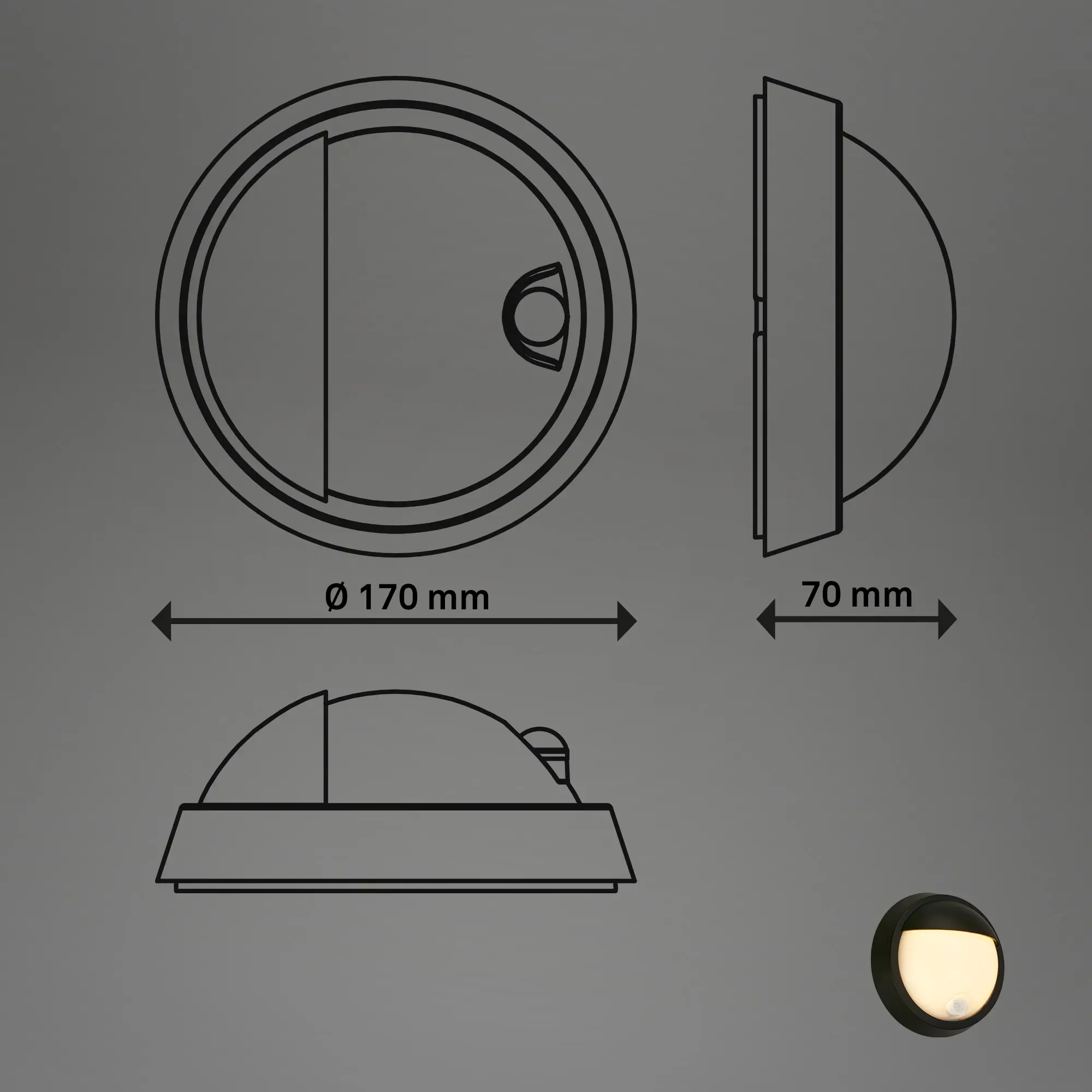 Briloner LED Außenwandleuchte Puni Akku 4W schwarz Sensor warmweiß Briloner LED Außenwandleuchte Puni Akku 4W schwarz Sensor warmweiß