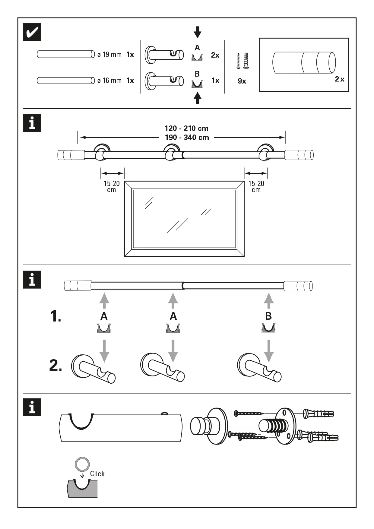 Gardinia Gardinenstangen-Set Kreta 1-Lauf Ø 16-19 mm schwarz-matt 190 cm - 340 cm Gardinia Gardinenstangen-Set Kreta 1-Lauf Ø 16-19 mm schwarz-matt 190 cm - 340 cm