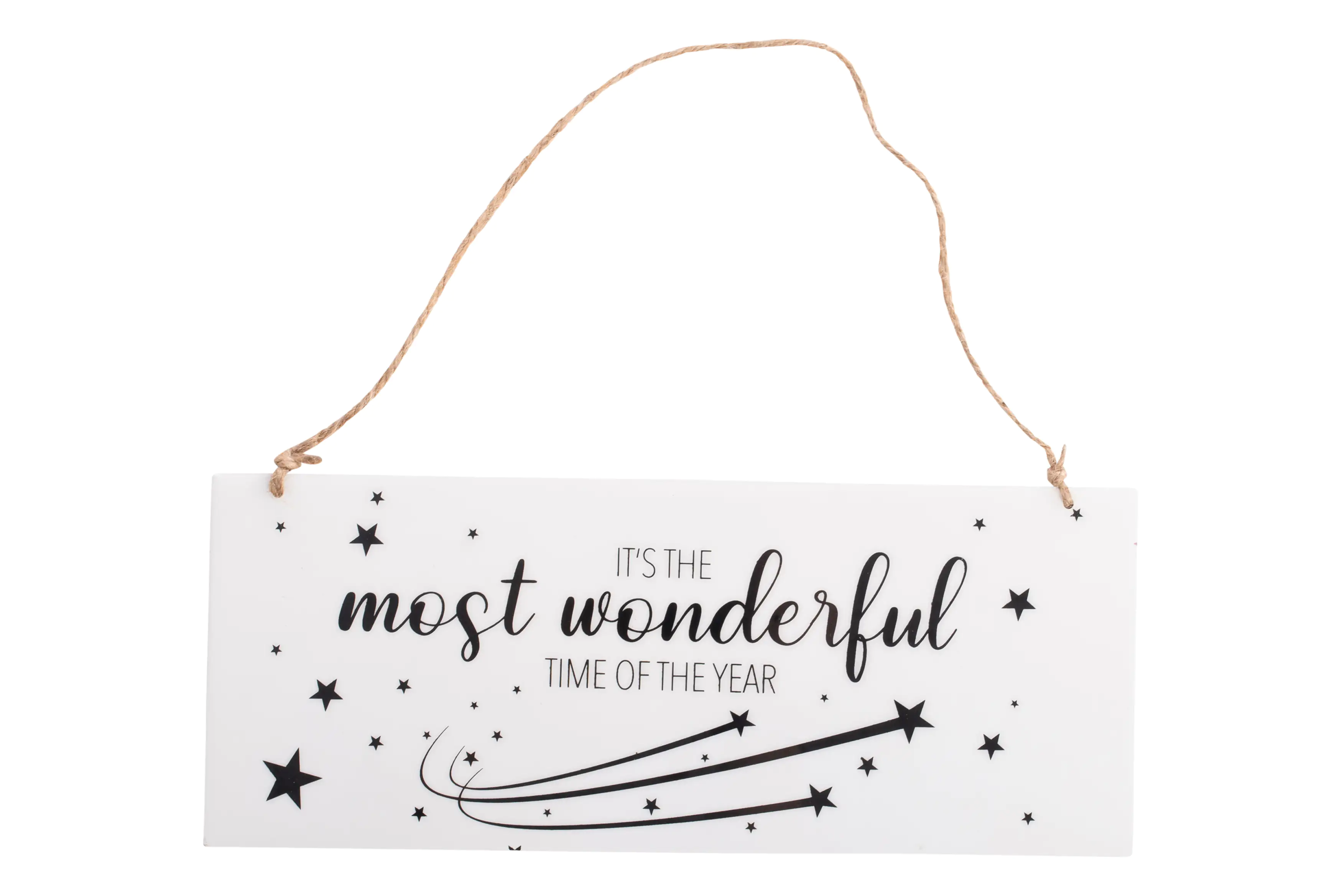 Freese Holz-Schild It's the most wonderful time, weiß/schwarz, 30 x 12 cm