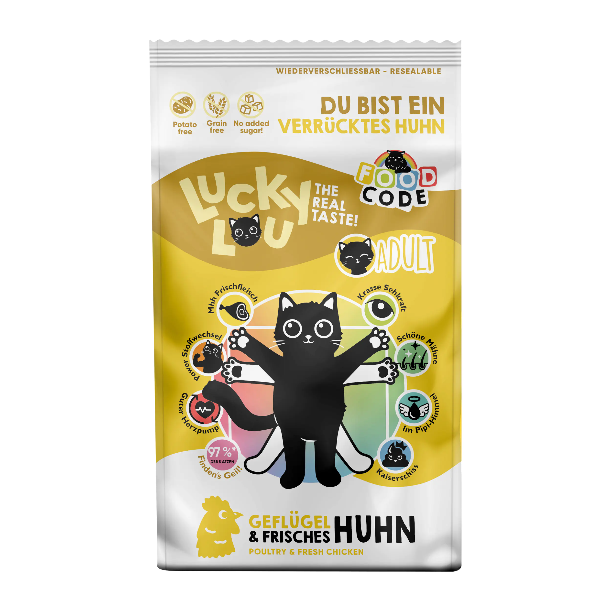 Lucky Lou Foodcode Katzentrockenfutter Adult Geflügel & Huhn 1,7 kg