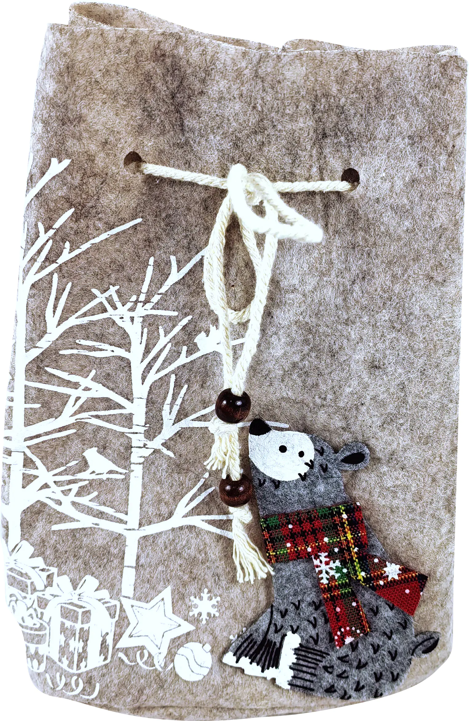 TrendLine Deko Beutel Filz Weihnachten 15 x 20 x 6 cm grau