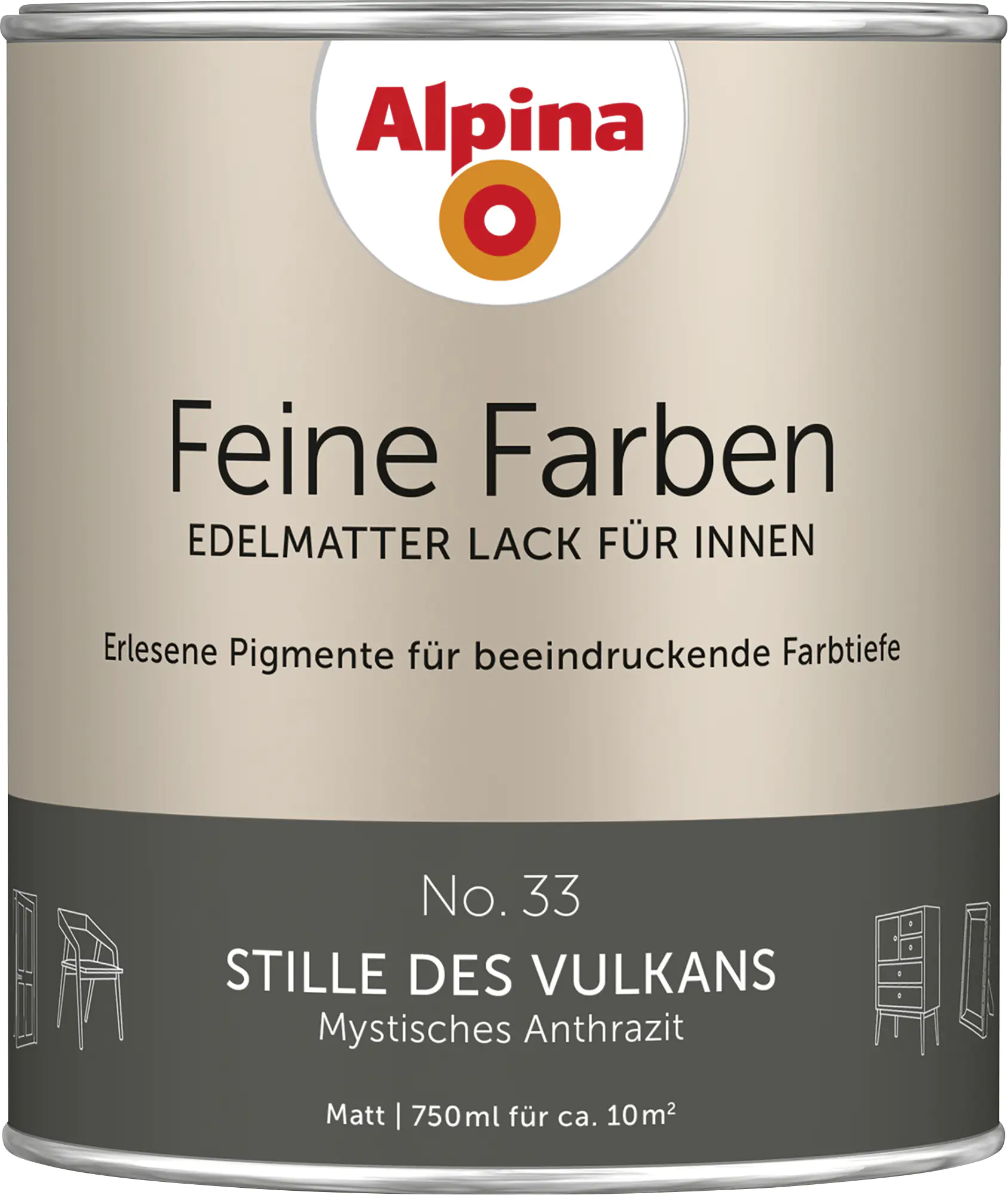 Alpina Feine Farben Lack No. 33 Stille des Vulkans  anthrazit edelmatt 750 ml Alpina Feine Farben Lack No. 33 Stille des Vulkans  anthrazit edelmatt 750 ml