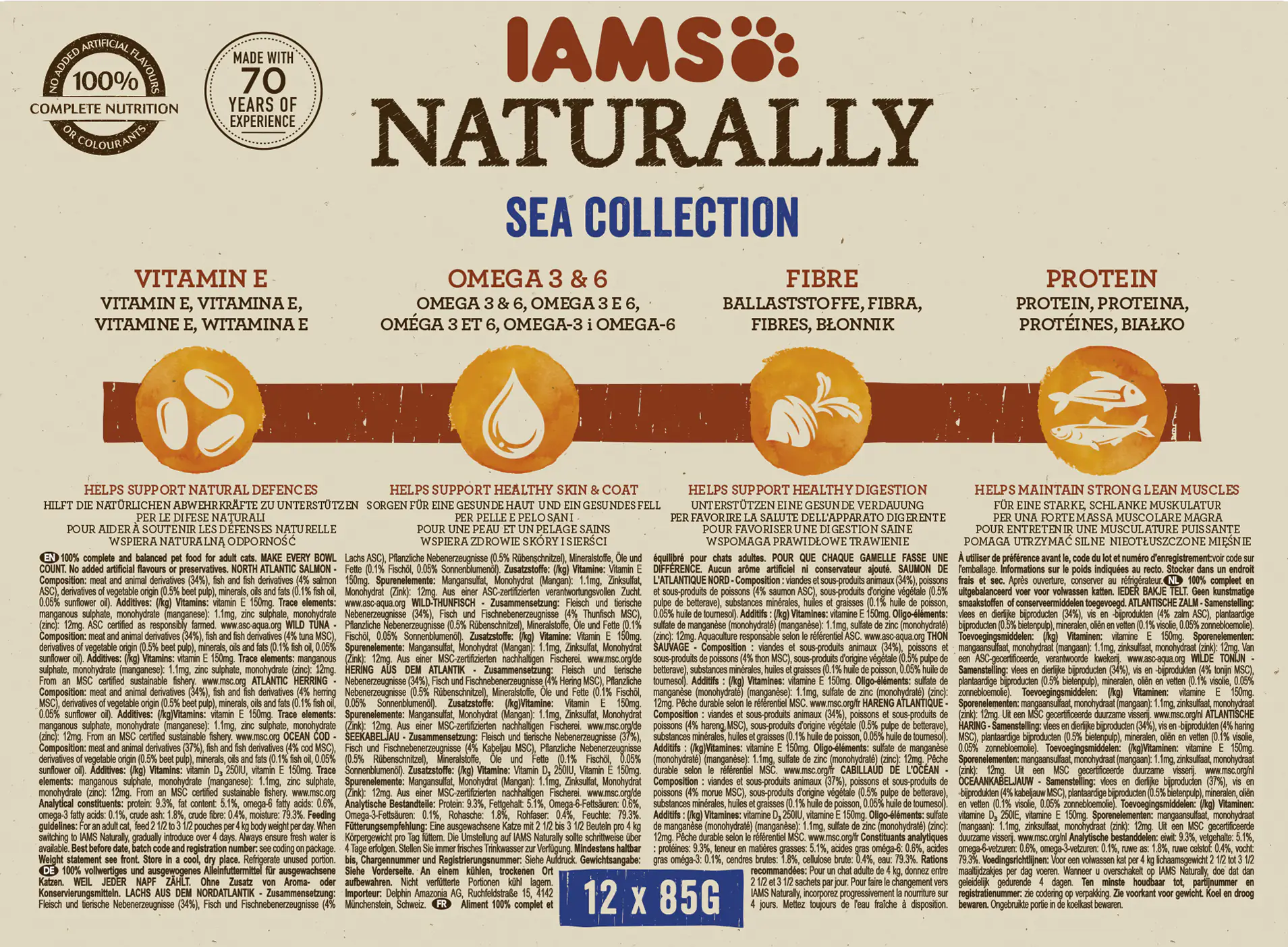 IAMS Naturally Katze Erw. See Mix 12x85g 12x 85g