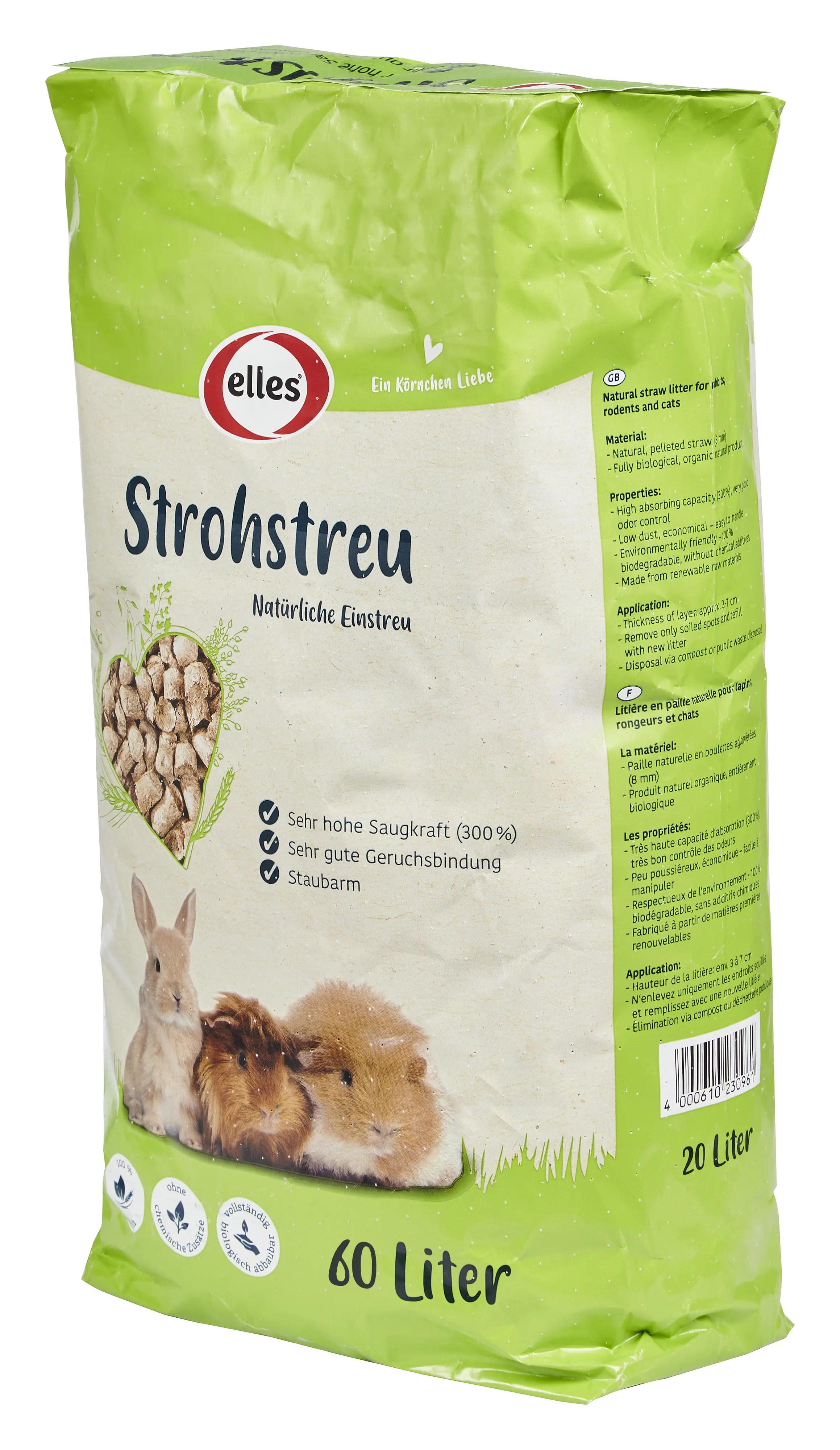 elles Strohstreu 8 mm 60 l elles Strohstreu 8 mm 60 l