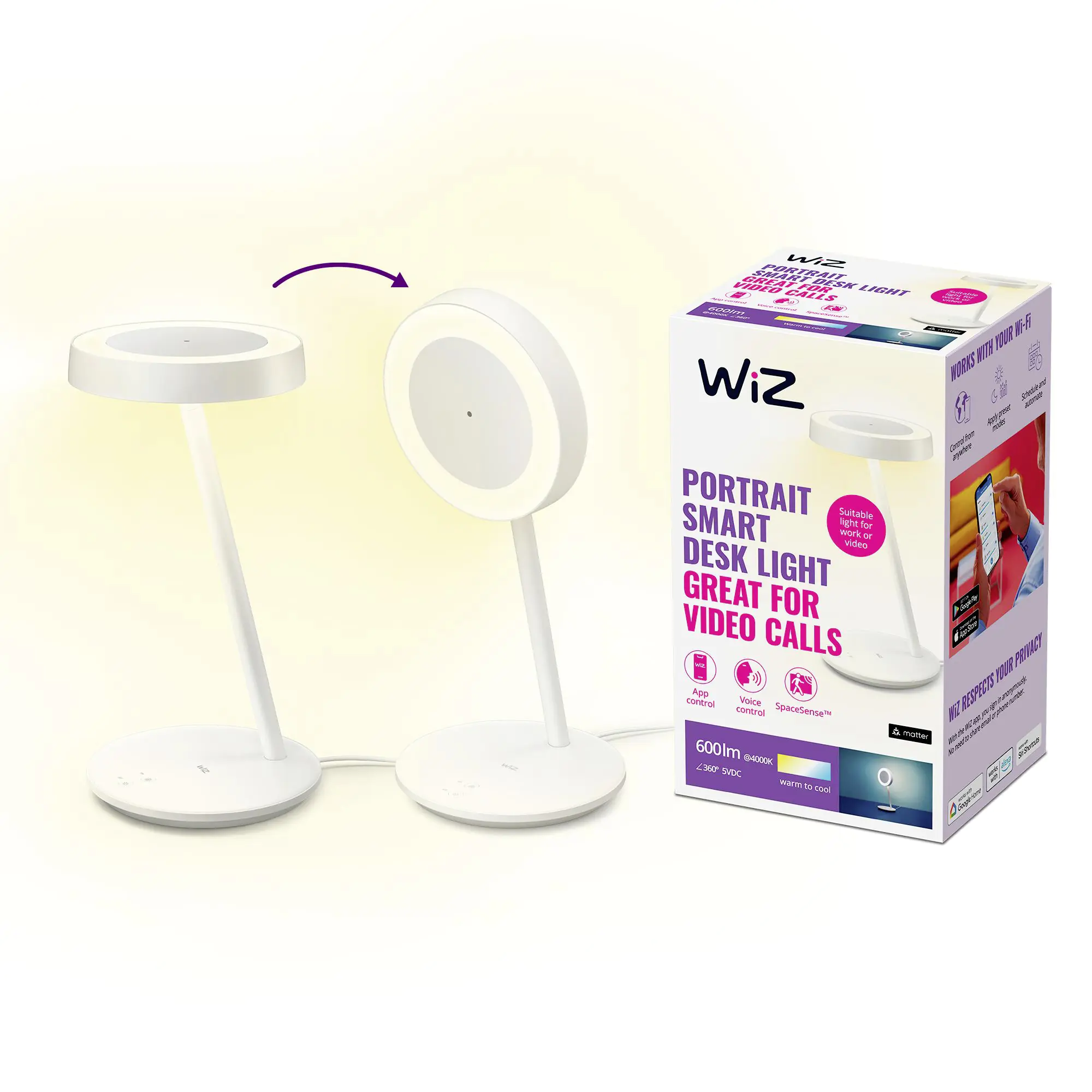 Wiz LED-Tischleuchte Portrait 10 W RGB-Beleuchtung weiß Wiz LED-Tischleuchte Portrait 10 W RGB-Beleuchtung weiß