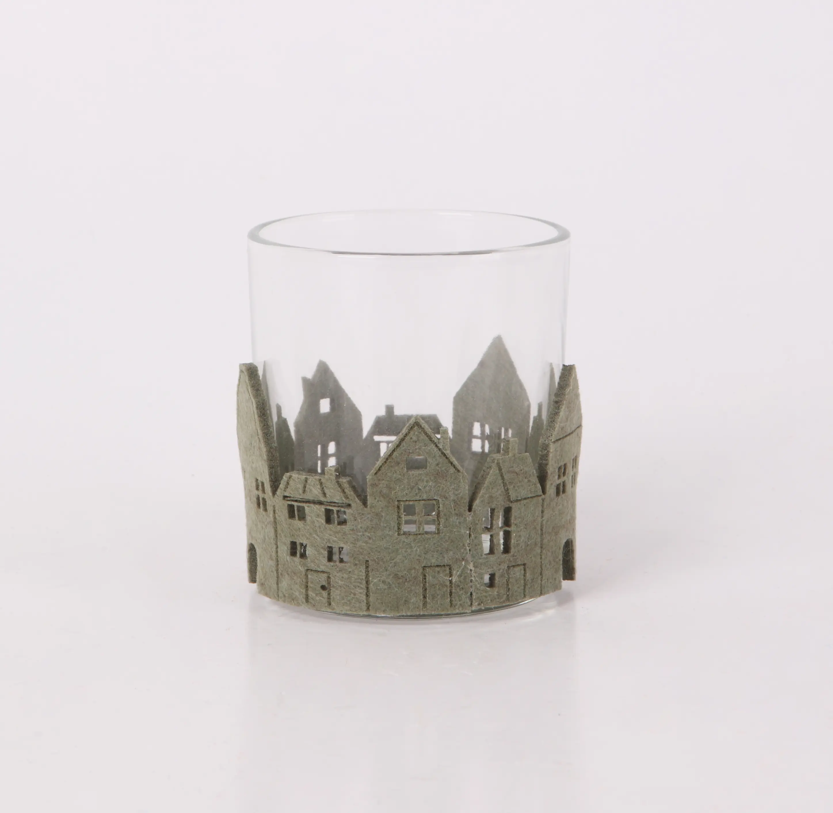 Windlicht Weihnachten Glas Ø 7 x 8 cm transparent grün Windlicht Weihnachten Glas Ø 7 x 8 cm transparent grün