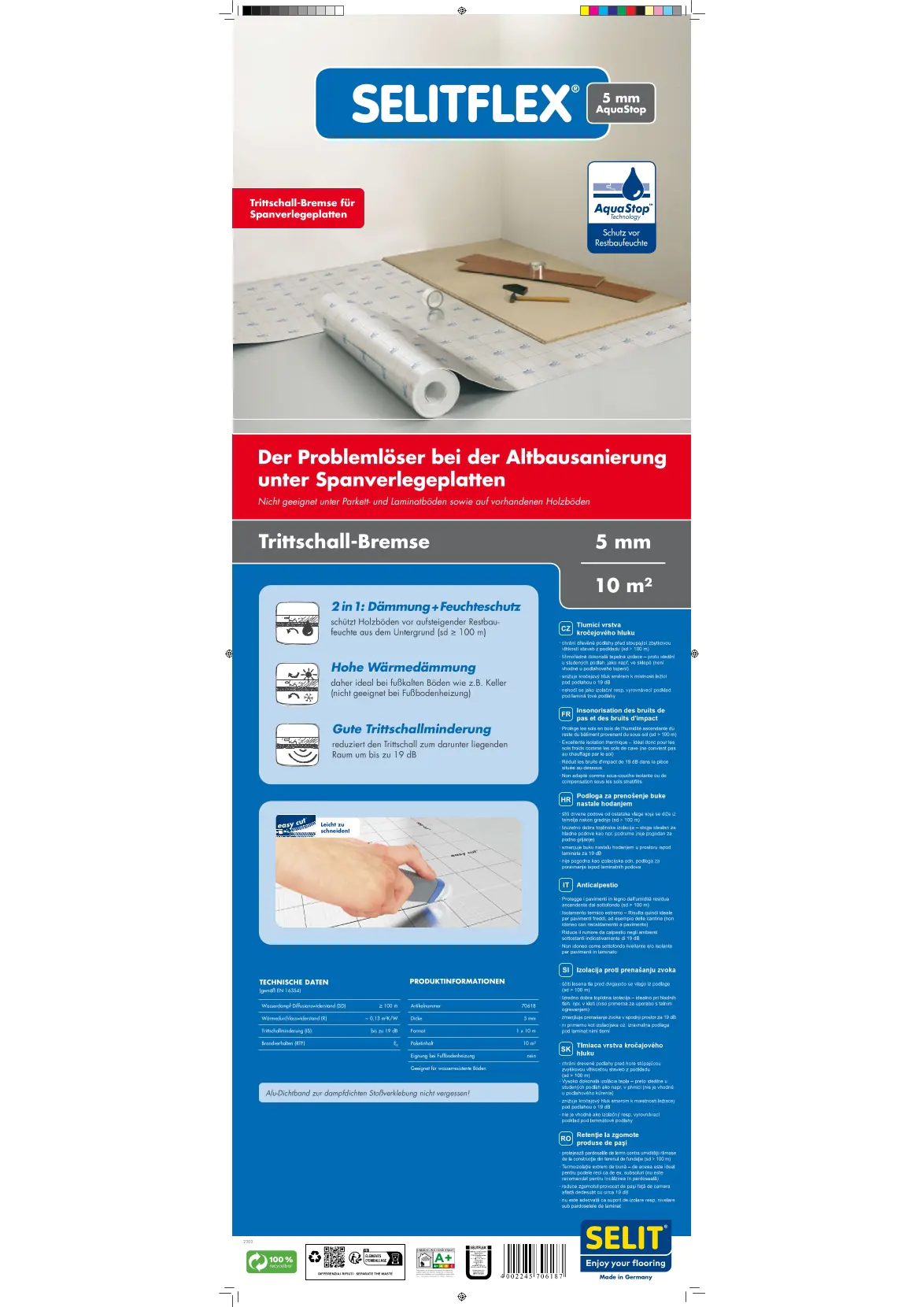 SelitFlex 5 mm Dämmunterlage 10 m Rolle