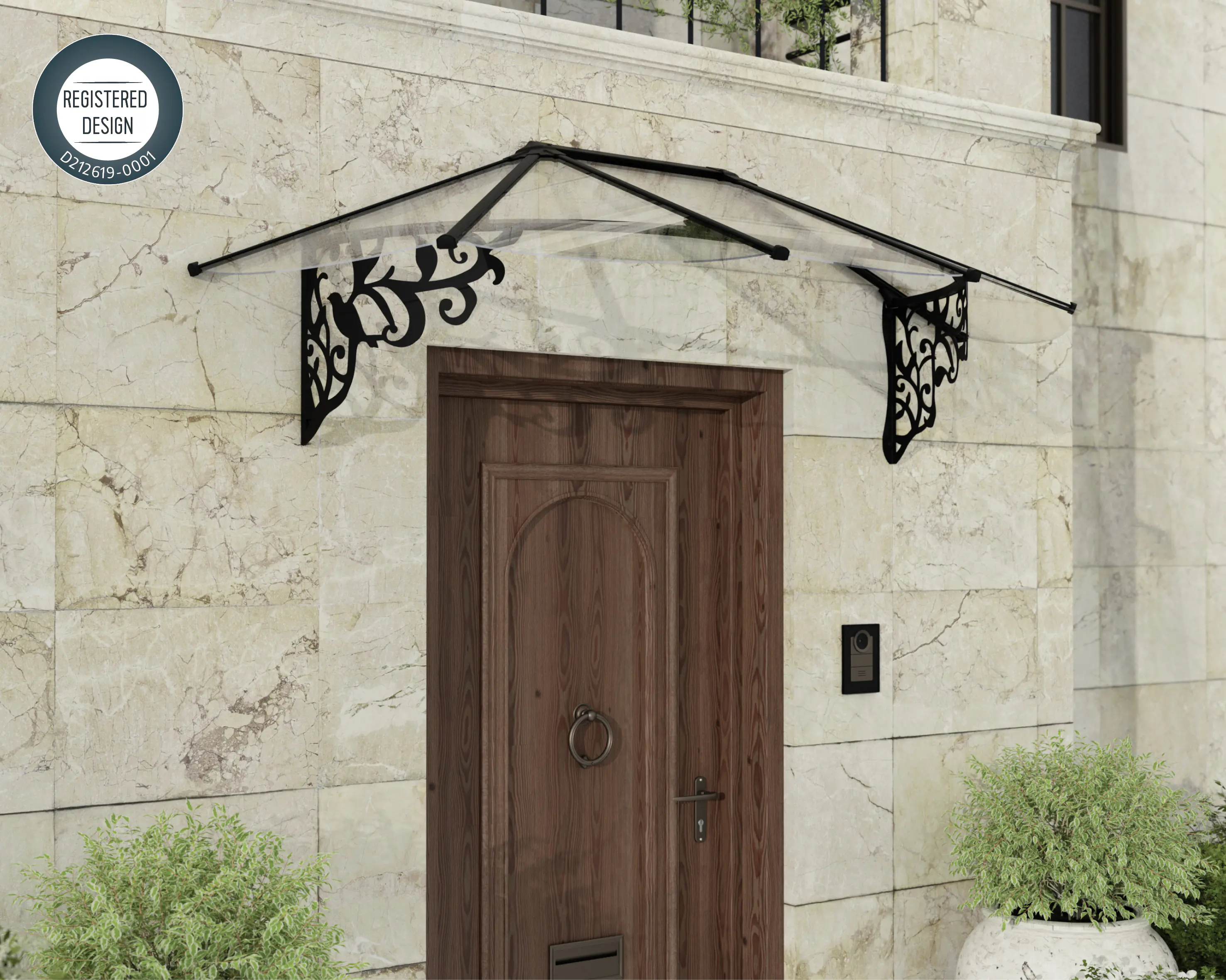 Canopia Vordach Lily 2130 Schwarz Alu 216 x 88 cm