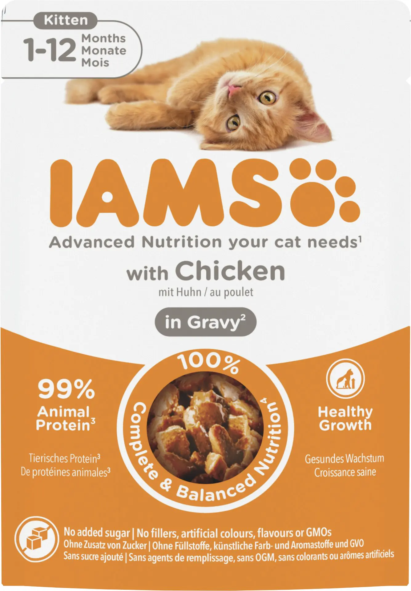 Iams Advanced Nutrition Katzennassfutter Junior 85 g Huhn in Sauce