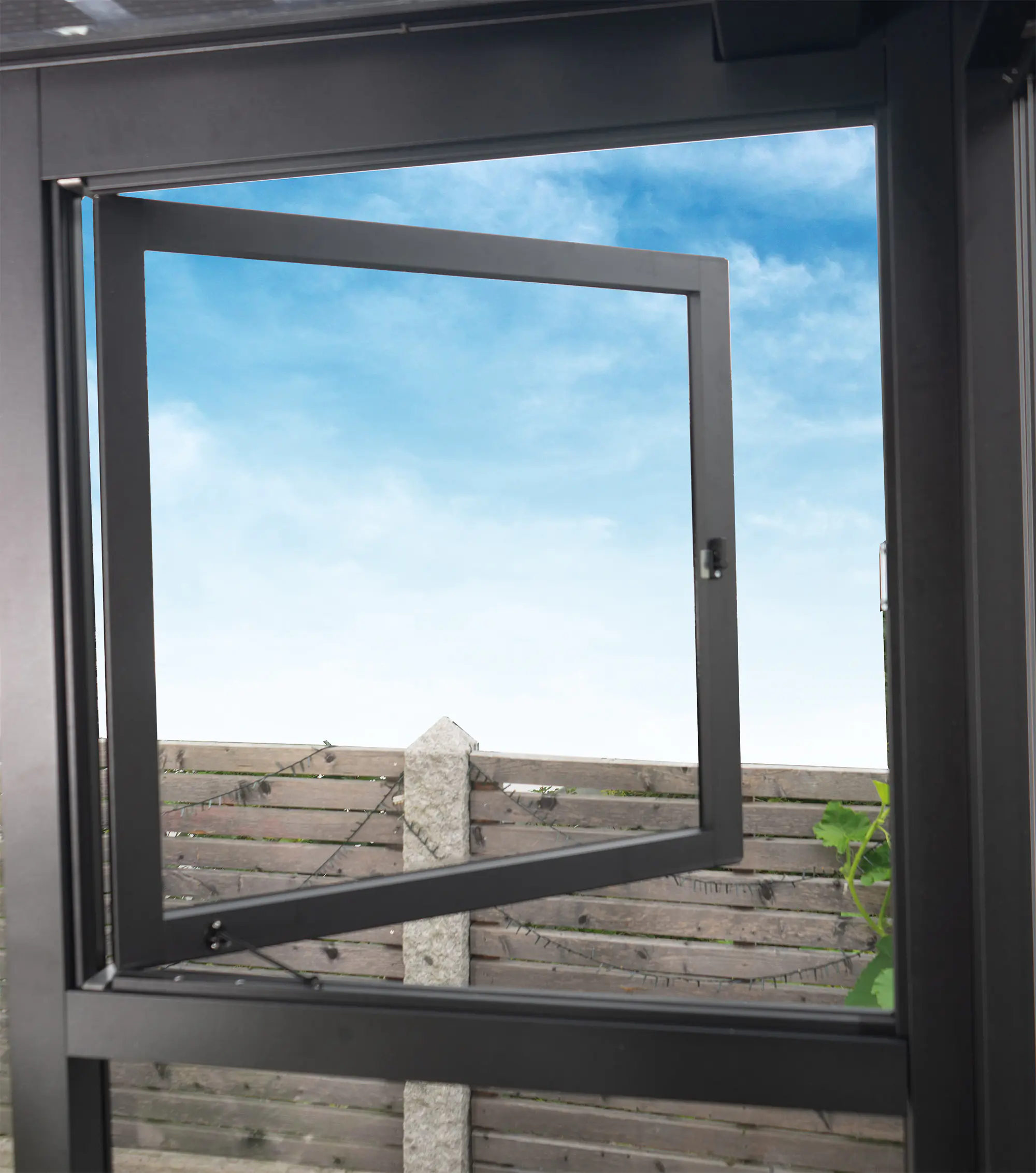 SunElements Fenster für Gartenhaus SunCasa mit Doppelstegplatten 10 mm 95 x 90 cm anthrazit-metallic