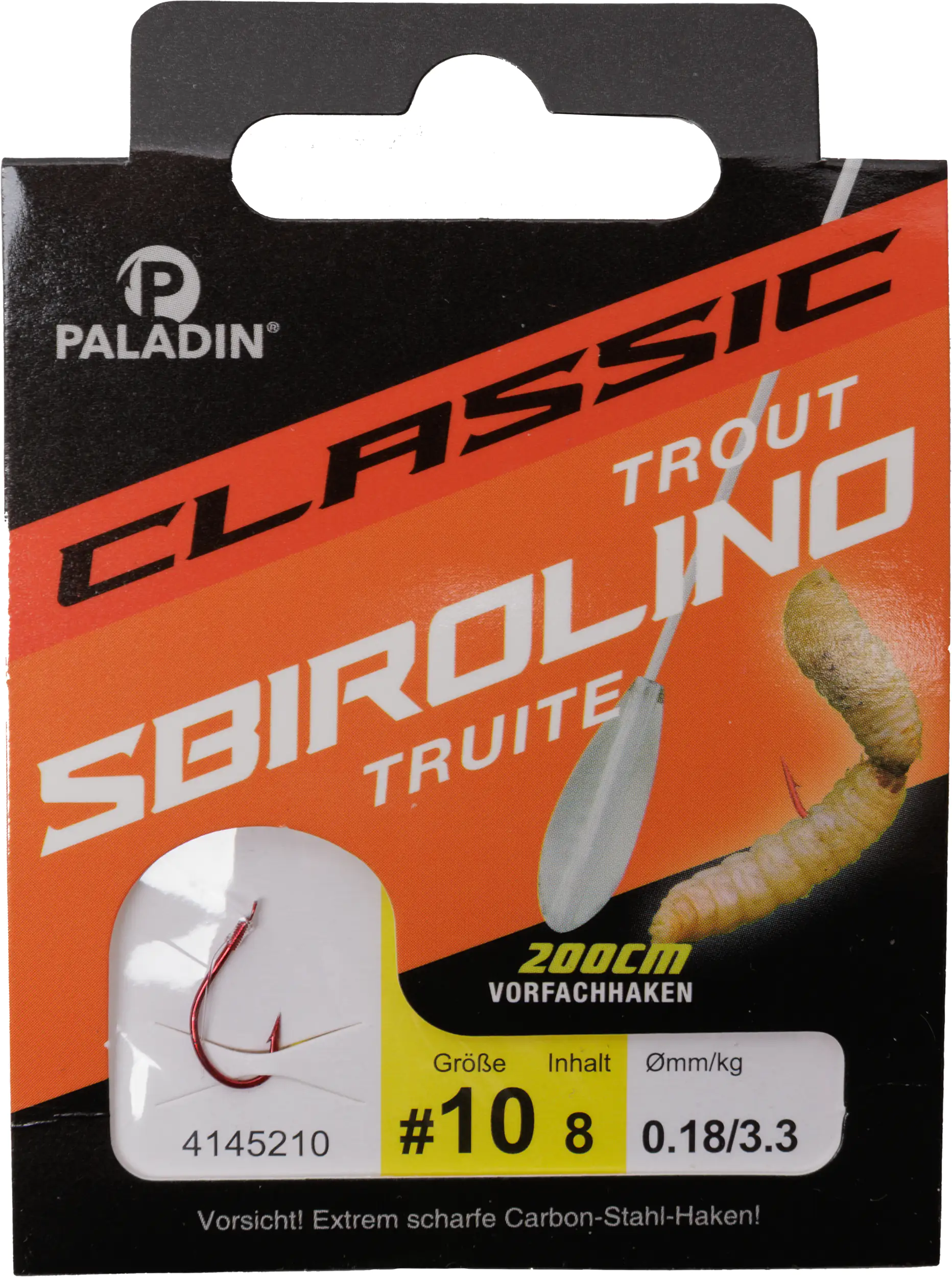 Paladin Sbirolino mit Haken Größe 10 200 cm 8 Stück rot