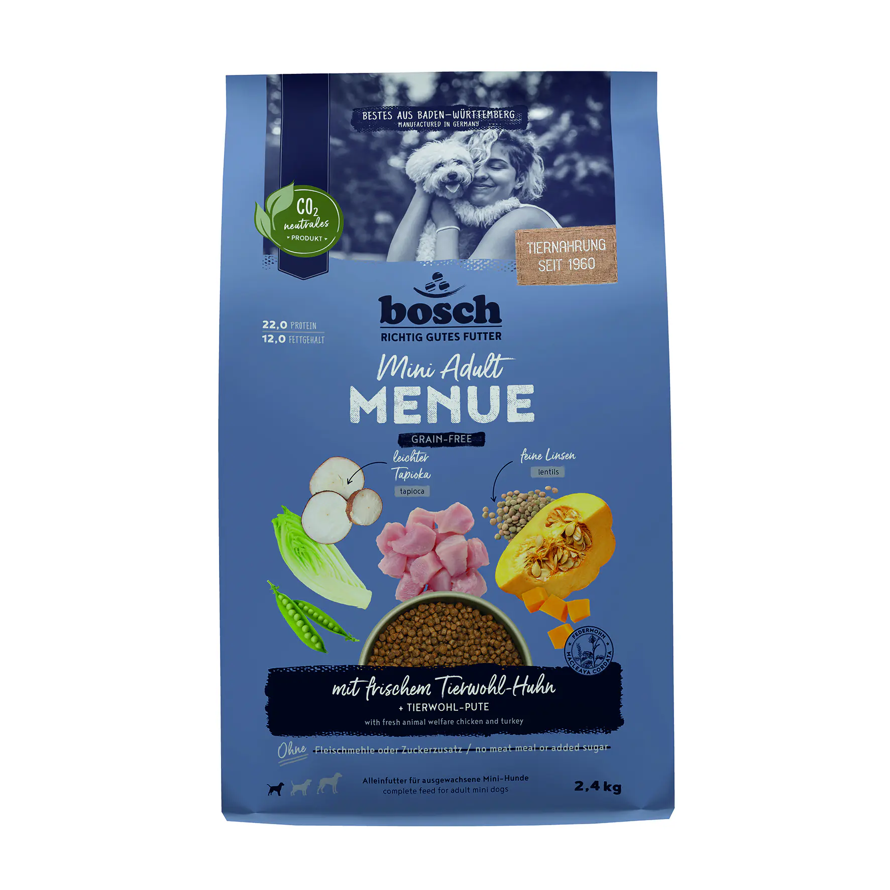 Bosch Hundetrockenfutter Adult Menue 2,4 kg Huhn & Kartoffel 