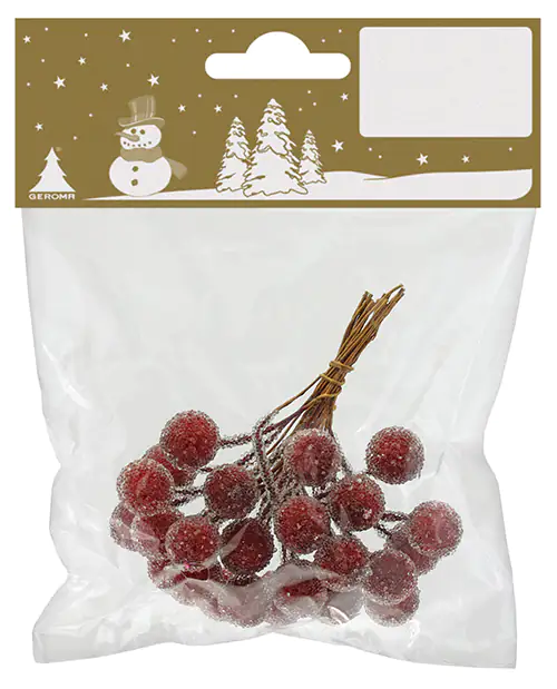 Deko Beeren rot geeist 1,5 cm an Draht