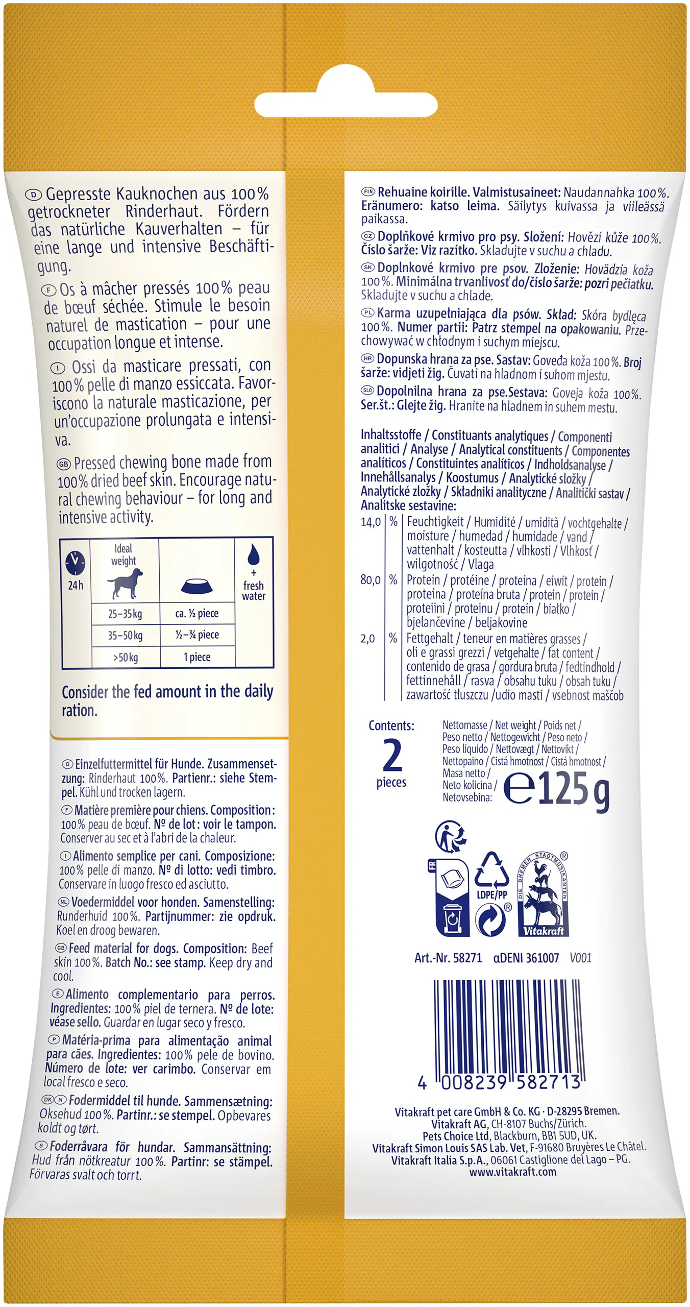 Vitakraft Hundeleckerli Kauknochen 125 g Rind