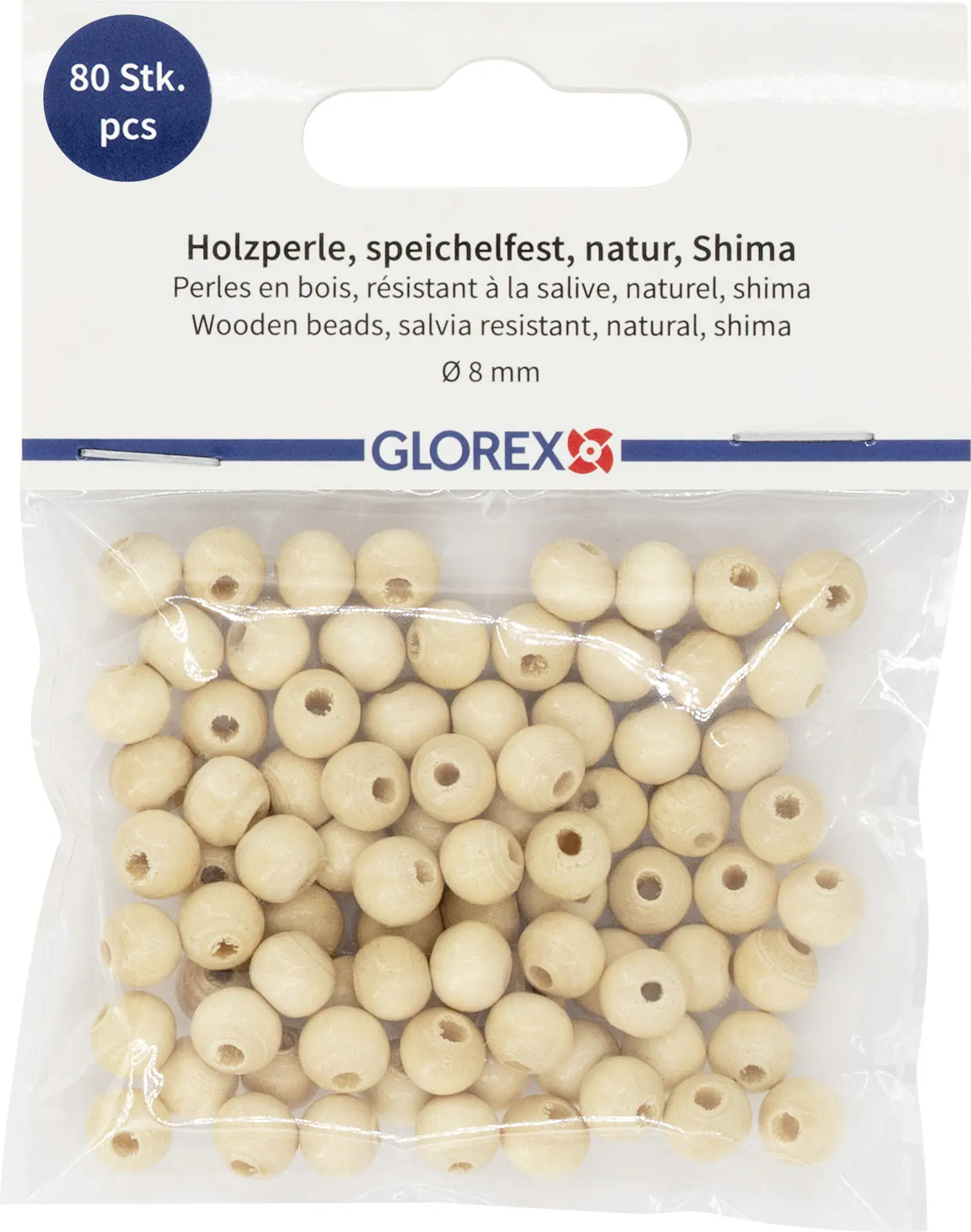 Glorex Holzperle natur 8 mm - 80 Stück